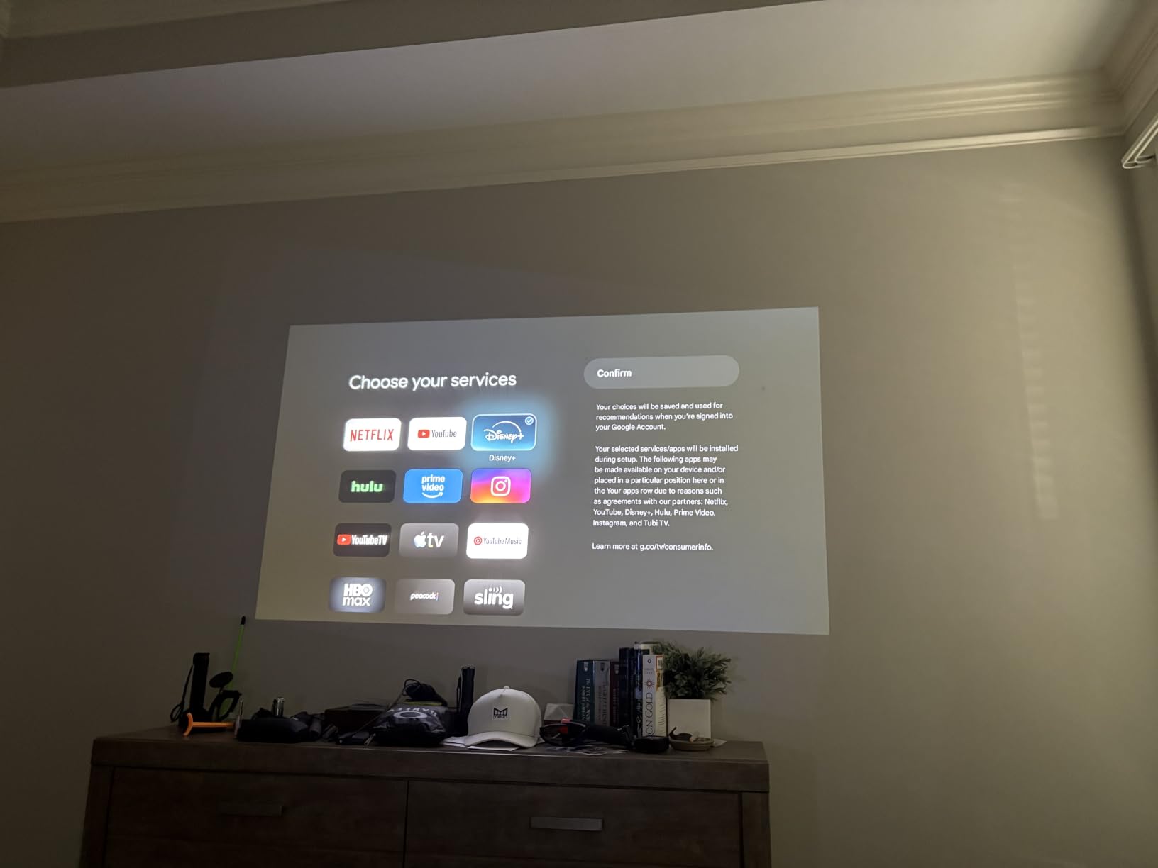 HAPPRUN 3000 ANSI Lumens Outdoor Projector with Official Google TV, 4K Supported, Dolby Audio, Auto Focus customer photo 1