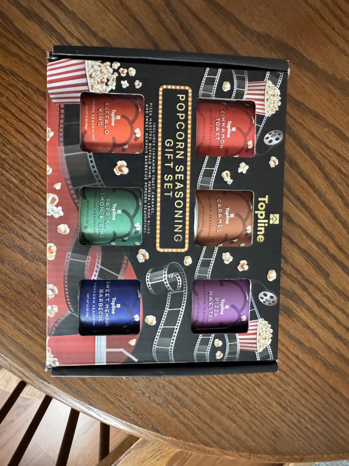Topline Popcorn Seasoning Variety Pack Gift Set - 6 Gourmet Toppings: Caramel, BBQ, Buffalo Wing, Pizza, Cinnamon Toast & Sweet Memphis BBQ customer photo 1