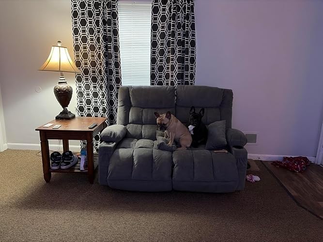 Recliner Loveseat with Cup Holders for Living Room, 2 Seat Manual Loveseat Recliner with Side Pocket customer photo 1