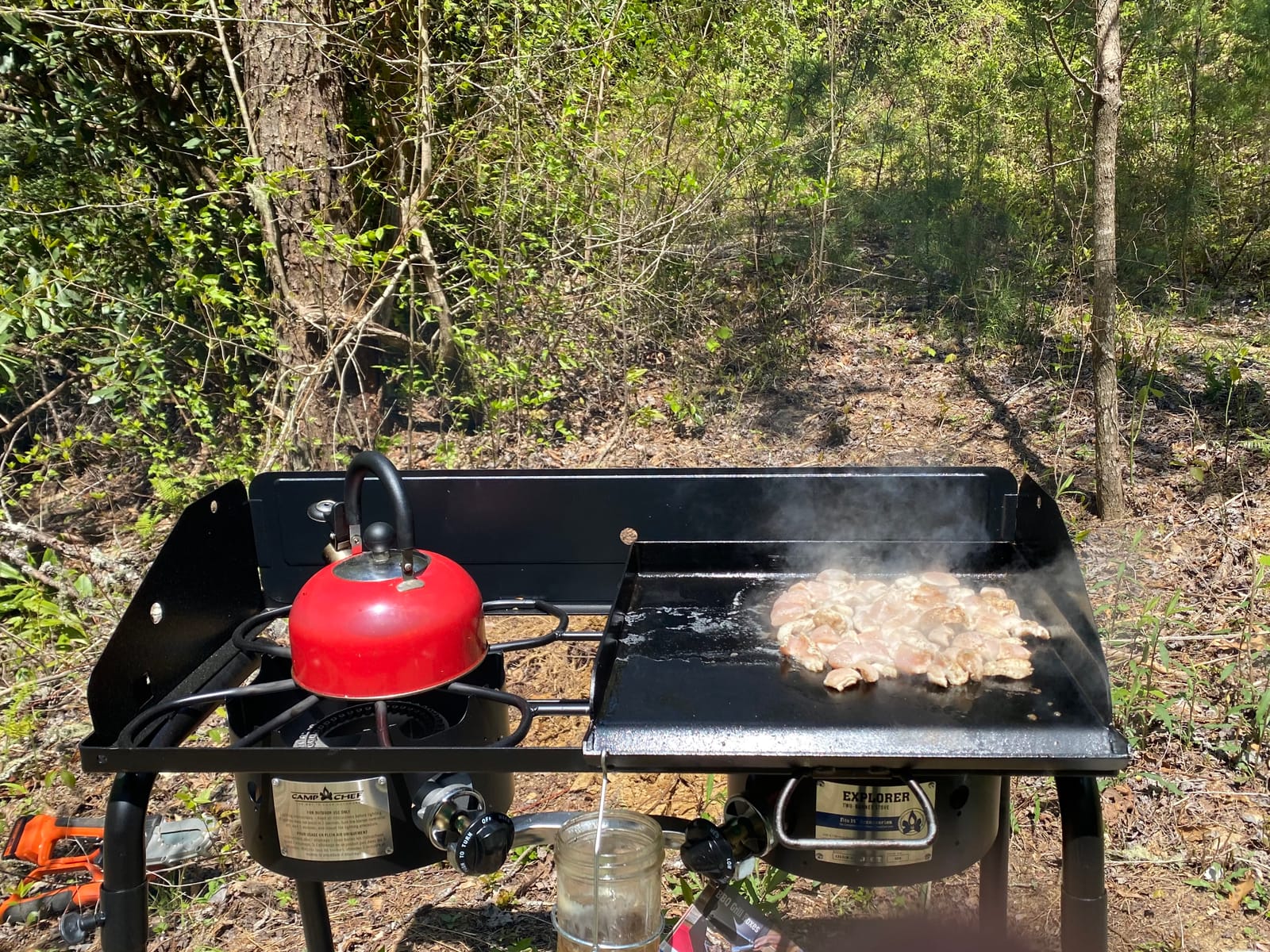 Camp Chef Explorer, Two Burner Stove, Two 30,000 BTU's cast-aluminum burners, Cooking Dimensions: 14 in. x 32 in, Black customer photo 2