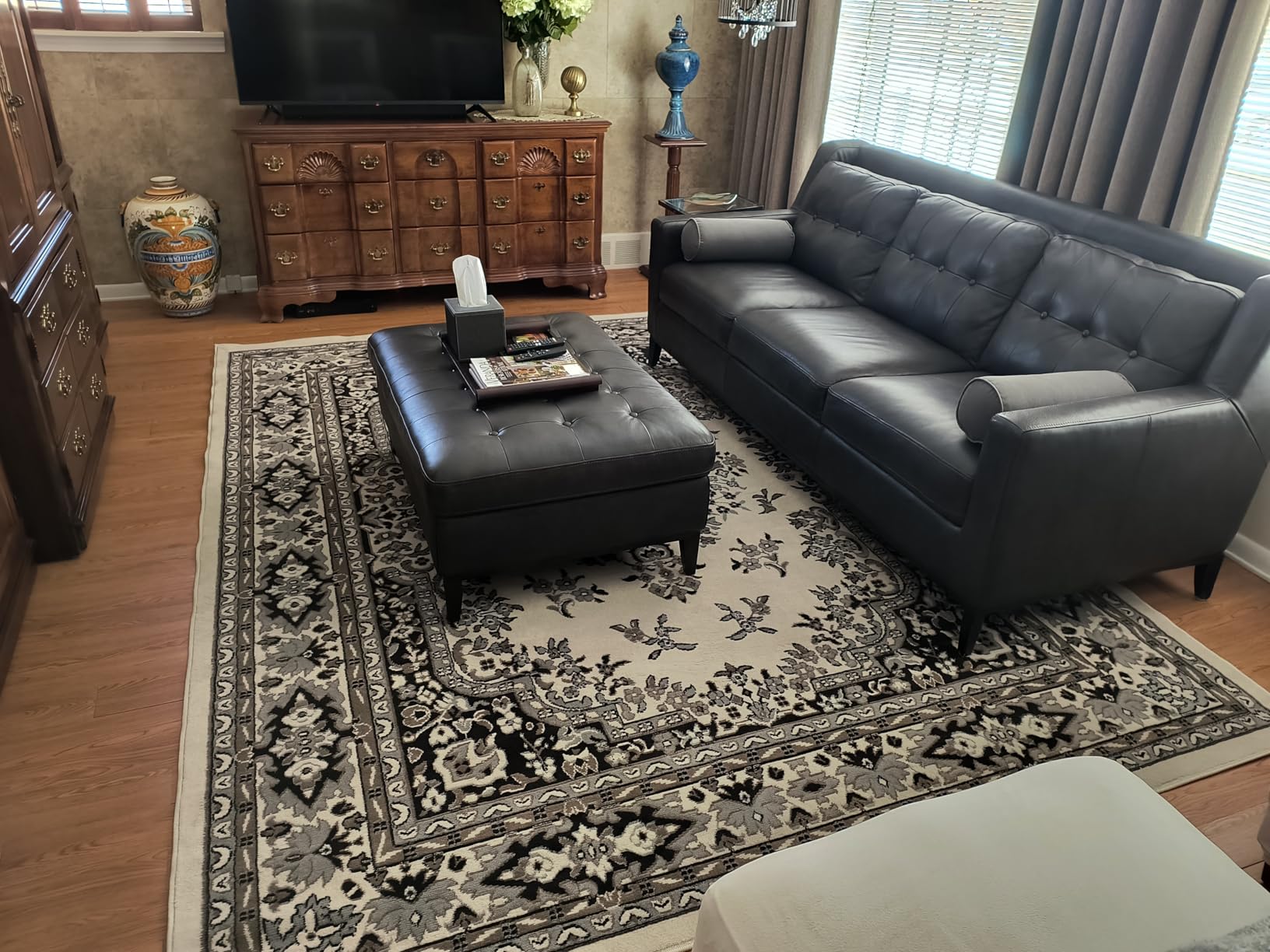 Home Dynamix Premium Sakarya Traditional Medallion Area Rug, Navy Blue/Brown, 5'2