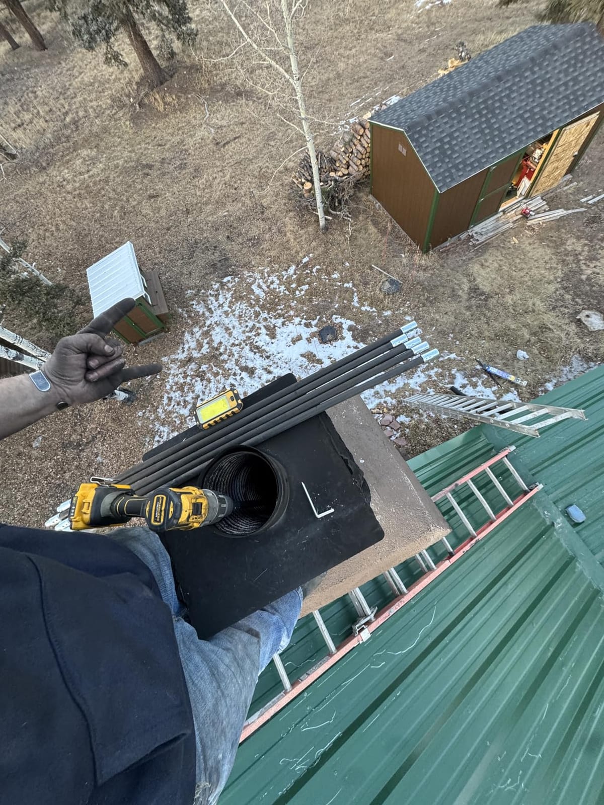 SootEater Rotary Chimney Cleaning System - Gardus RCH205-B Chimney Sweep Kit, Cleans Open Chimneys up to 18' with 6 Flexible 3' Rods, Chimney Cleaning Kit with Trim-to-Fit Spinning Chimney Whip customer photo 2