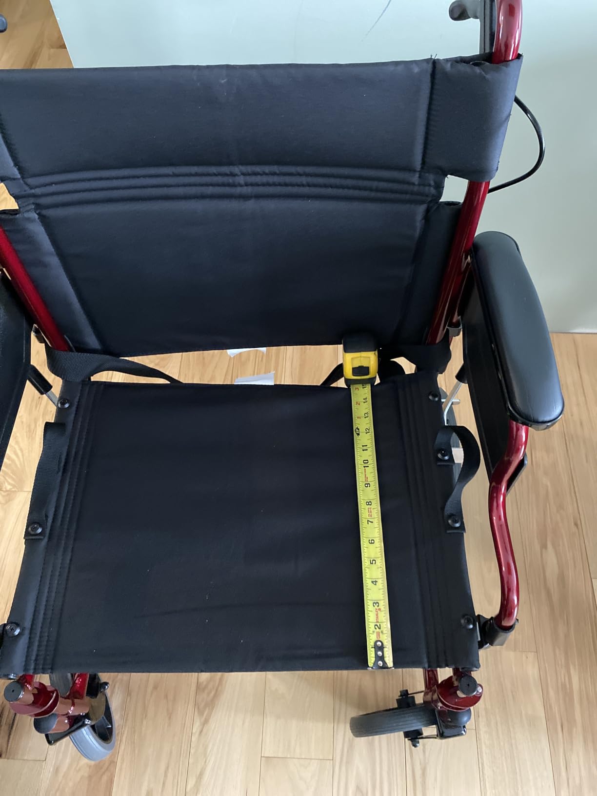 NOVA Heavy Duty Bariatric Transport Chair with 400 lb. Weight Capacity, 22” Extra-Wide Seat with Locking Hand Brakes, Flip Up Arms (for Easy Transfer), Anti-Tippers, 12” Rear Wheels, Color Red customer photo 1
