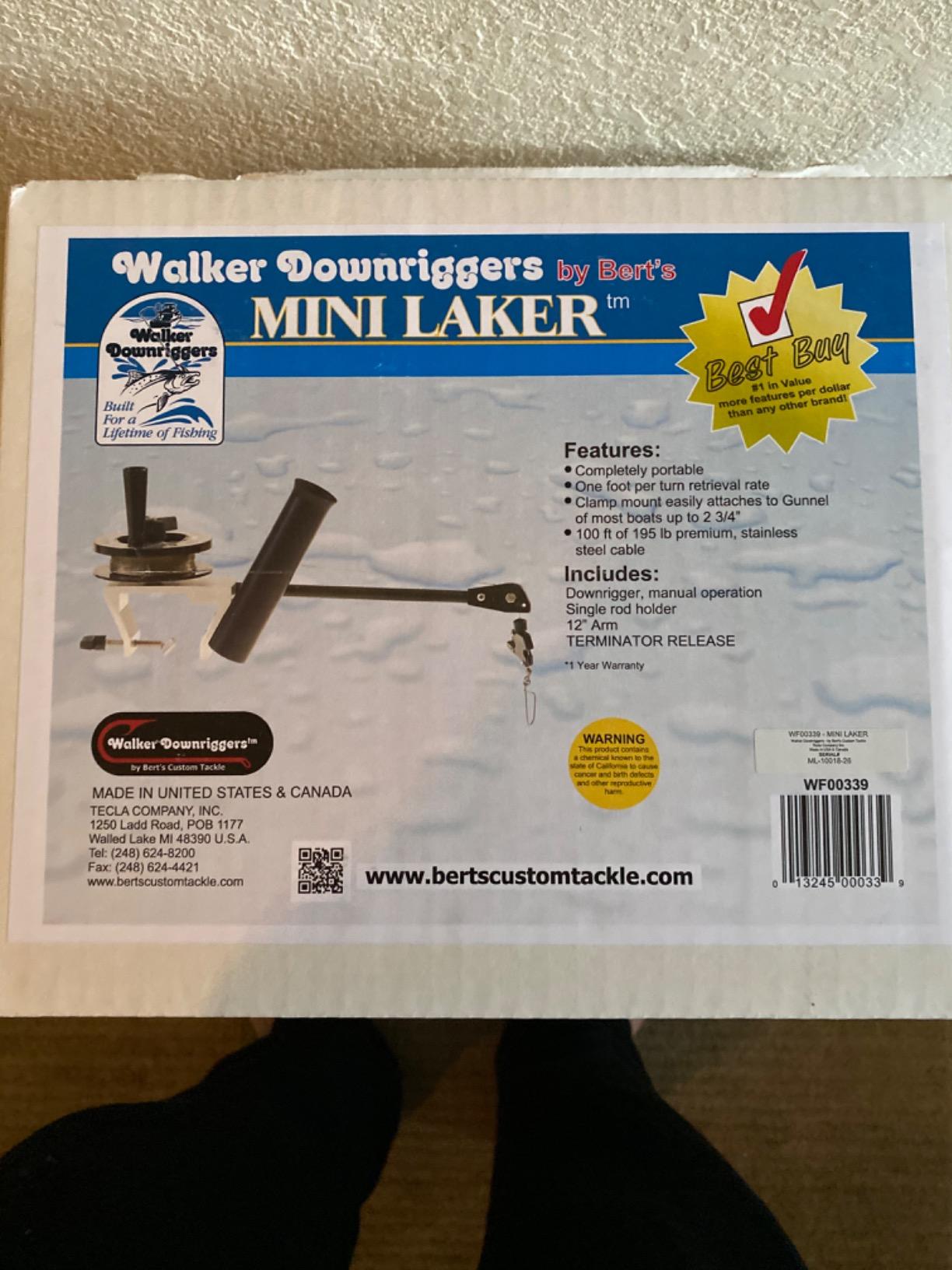 Walker Mini Laker Manual Downrigger – Ultra-Durable Aluminum & Stainless Steel Build, 6lb Weight Capacity, Includes Rod Holder & Clamp – Made in USA customer photo 1