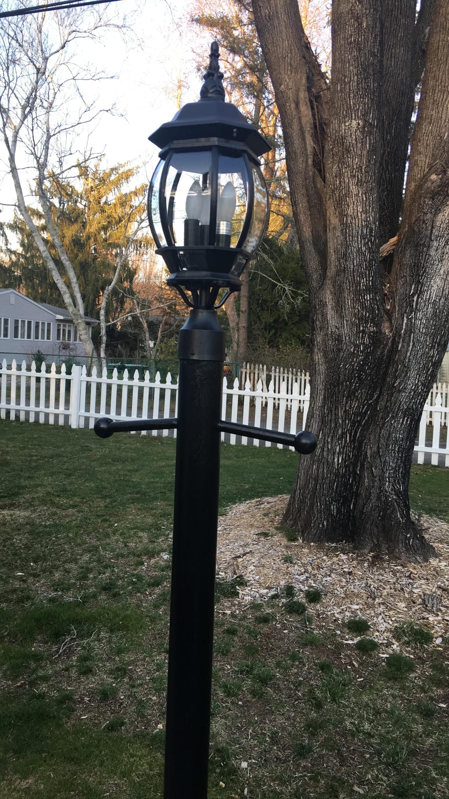 Nuvo 60/899, 3-Light Outdoor Post Lantern, Beveled Glass, Black customer photo 2