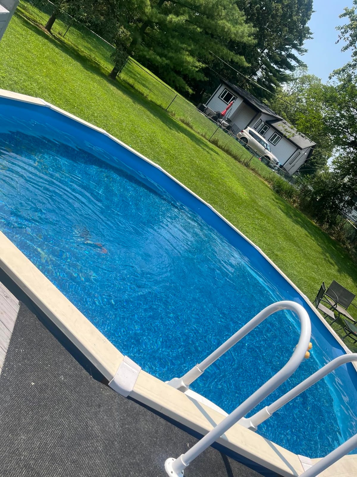 Swimline 18 Foot Round Durable Standard Gauge Vinyl Wall | Overlap Style Pool Cover Liner | for 48 and 52 Inch Above Ground Swimming Pools, Blue Swirl Bottom customer photo 1