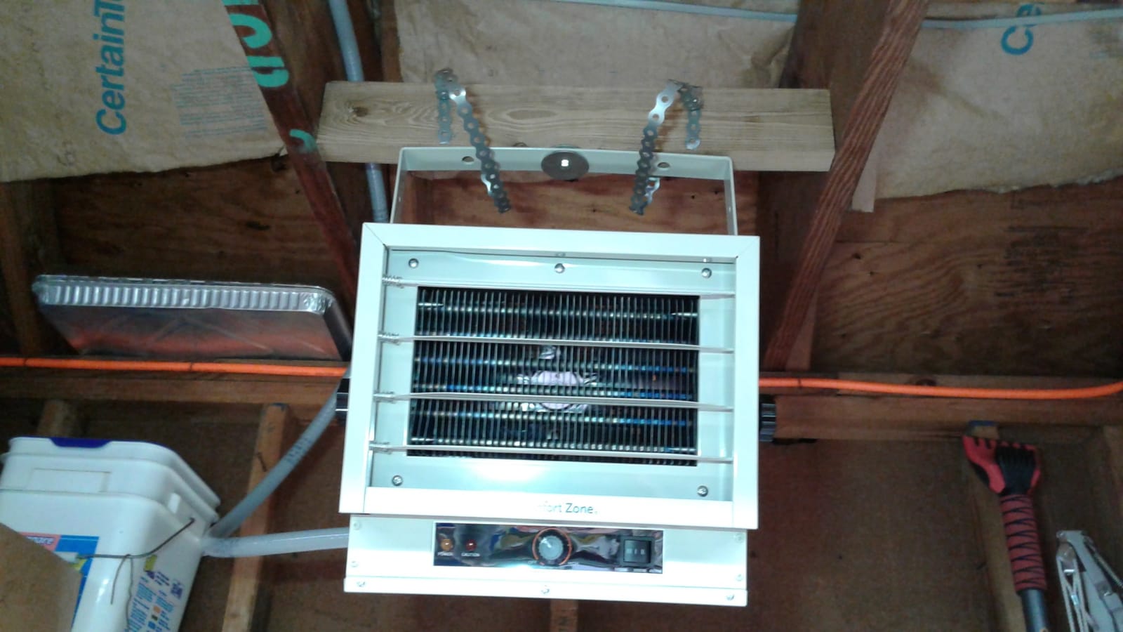 Comfort Zone 5000W Ceiling Mounted Garage Heater – 240V Electric Shop Heater with 3 Heat Settings, Overheat Protection, Indoor Use, ETL Listed, Grey | 240V hardwired commercial heater offers 3 heat settings (3,000, 4,000, 5,000W) for garages and workshops. customer photo 1