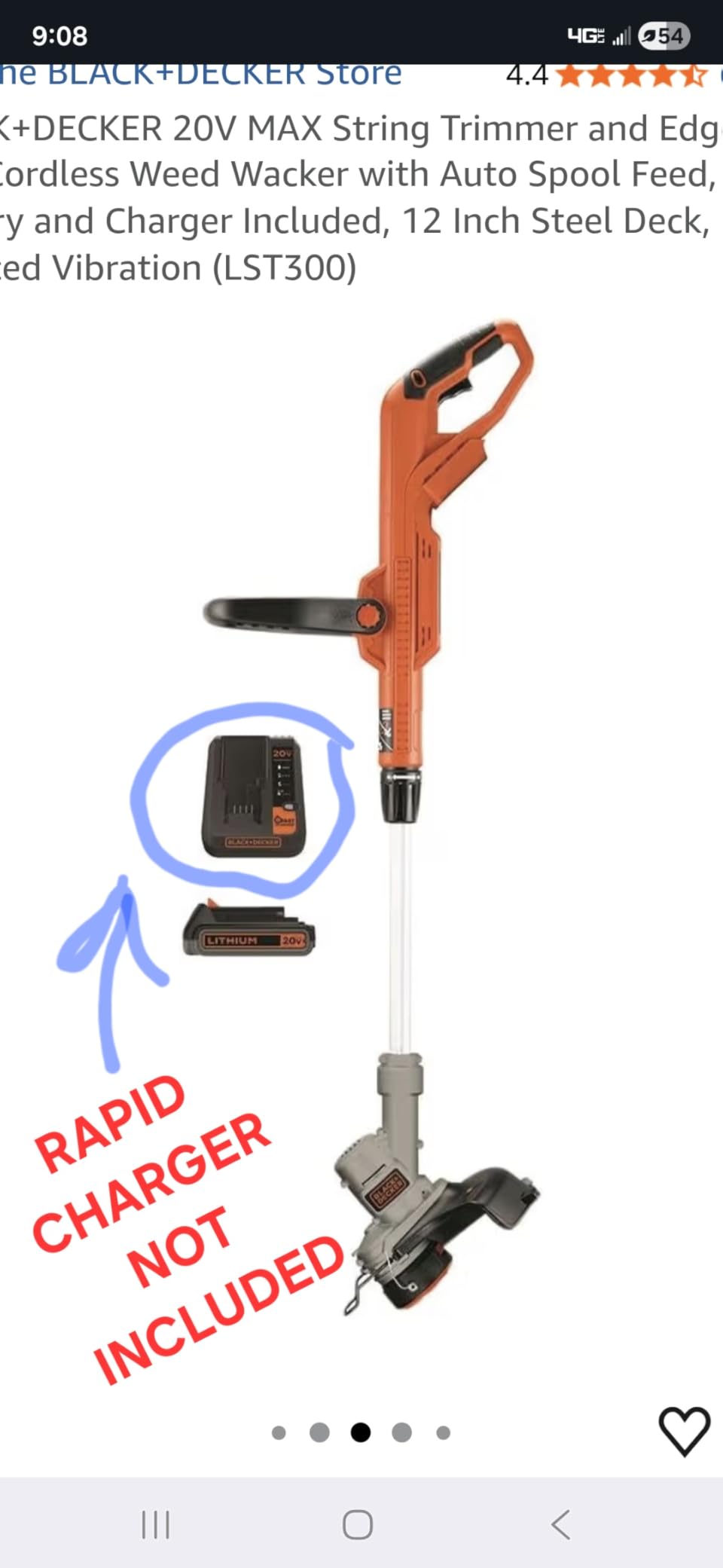 BLACK+DECKER 20V MAX String Trimmer and Edger 2 in 1, Cordless Weed Wacker with Auto Spool Feed, Battery and Charger Included, 12 Inch Steel Deck, Reduced Vibration (LST300) customer photo 2