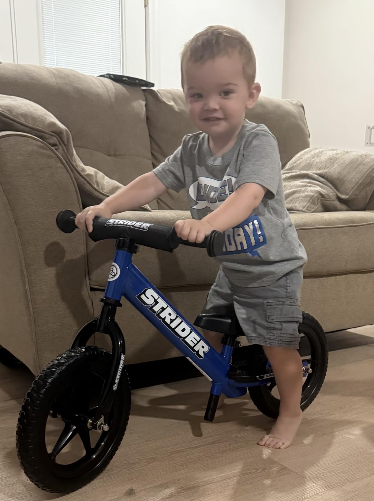 Strider 12 Sport, No Pedal Balance Bike for Kids Ages 1-4 Years, Blue | No-Pedal Balance Bike for Toddlers, Safety Pad, Adjustable Seat and Handlebars Lightweight Frame, Never-Flat Tires customer photo 1