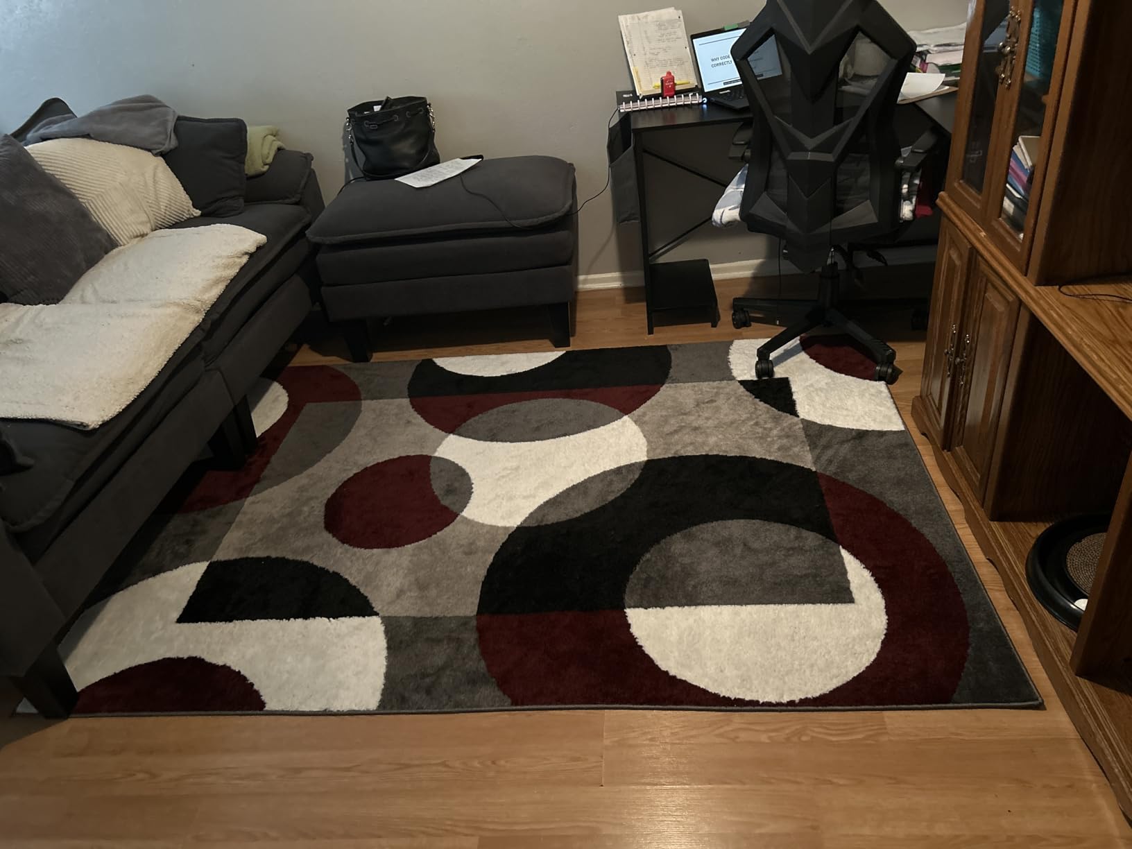 Rugshop Circle Design Contemporary Geometric Area Rug Burgundy 5'3