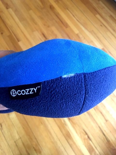 BCOZZY Travel Neck Pillow for Airplane - Patented Head, Neck & Chin Support. Soft, Adjustable Pillow for Comfortable Resting on Long Flights, Car Rides & Recliners. Washable, Carry Bag, Large, Navy customer photo 2