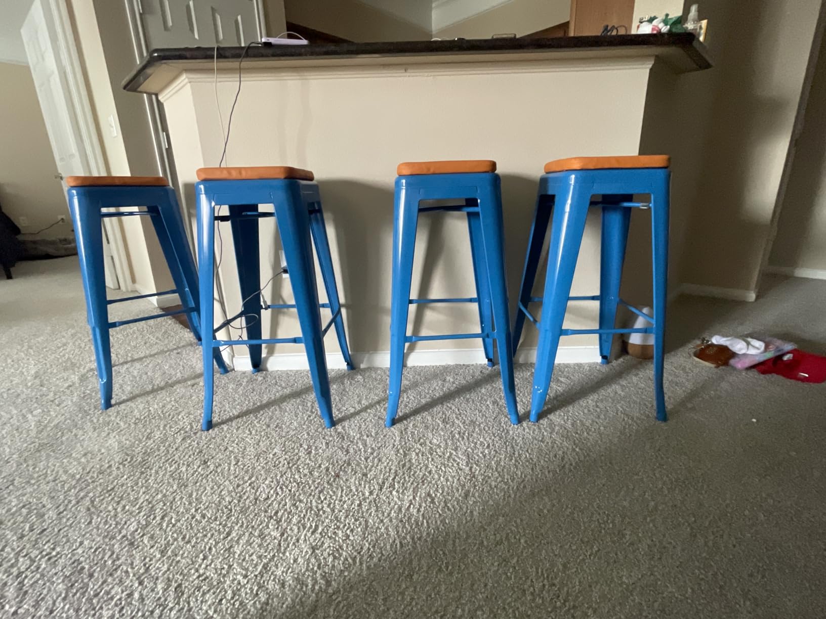 Flash Furniture 30 in Indoor/Outdoor Backless Barstool, Blue, 4-Pack | Commercial Grade, Indoor/Outdoor Use customer photo 1