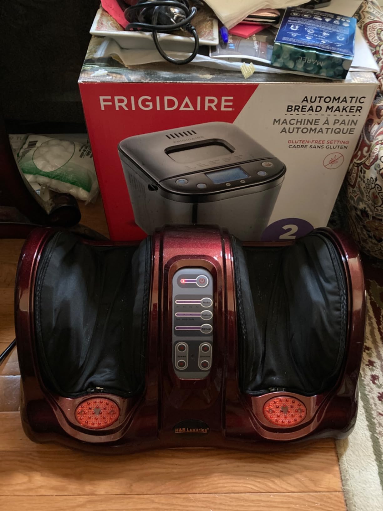 H&B Luxuries Shiatsu Foot Massager Machine with Remote Controller, Kneading and Rolling Home Massagers for Feet, Ankle, Calf, Leg, Ideally for Men, Women, Father, Mom Parents and The Elderly, Red customer photo 1