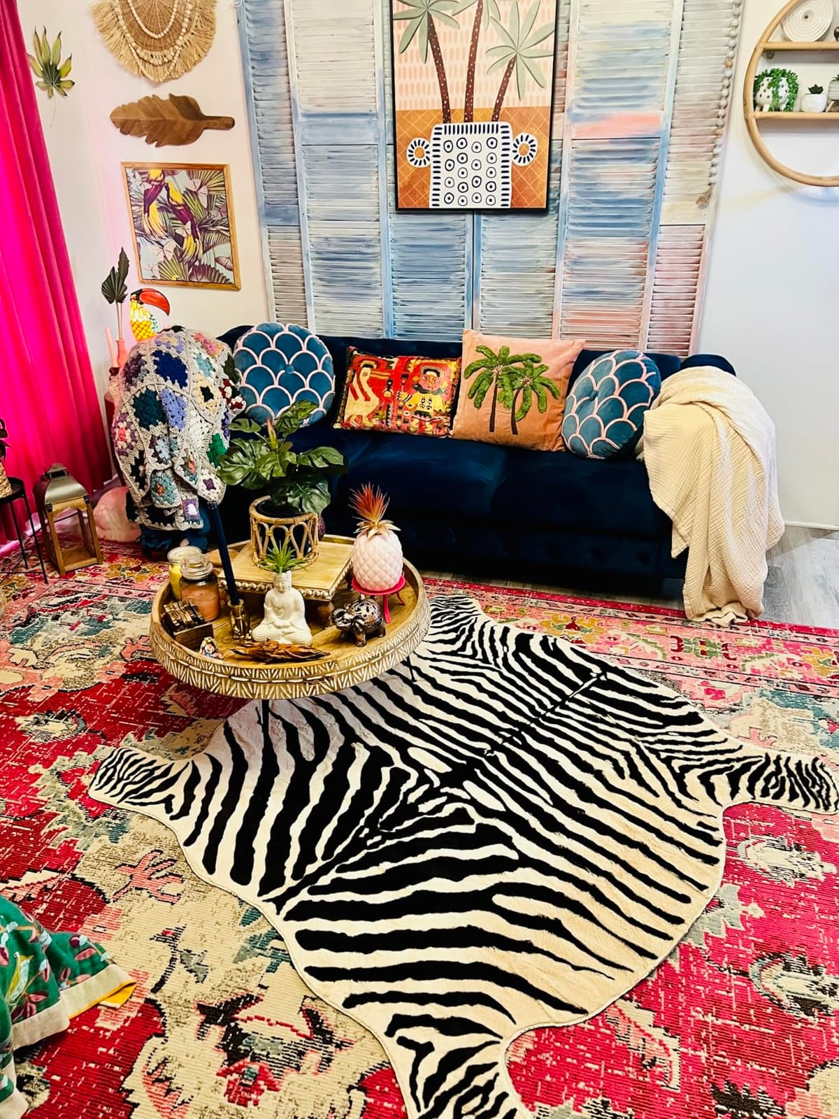 townssilk Area Rug Faux Zebra Print Rug 4.3x4.7 Feet Rug/Mat/Carpets for Home customer photo 1