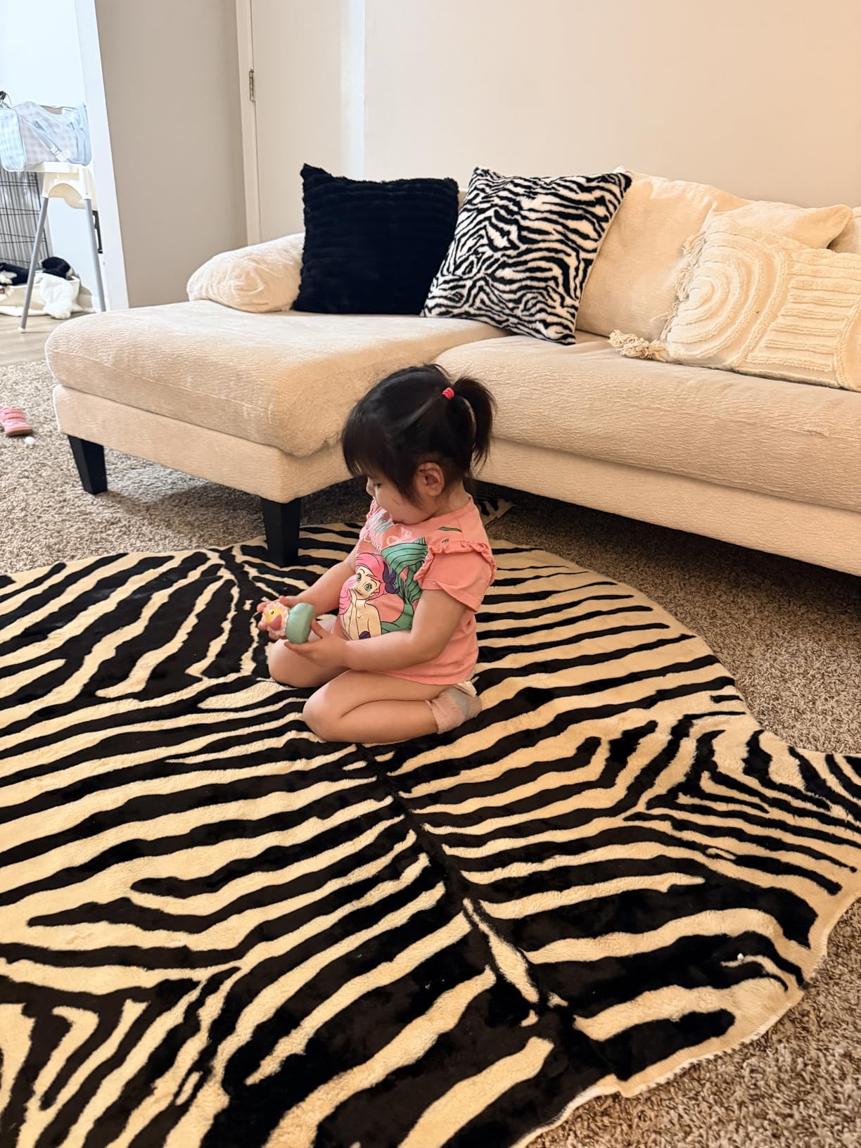 townssilk Area Rug Faux Zebra Print Rug 4.3x4.7 Feet Rug/Mat/Carpets for Home customer photo 2