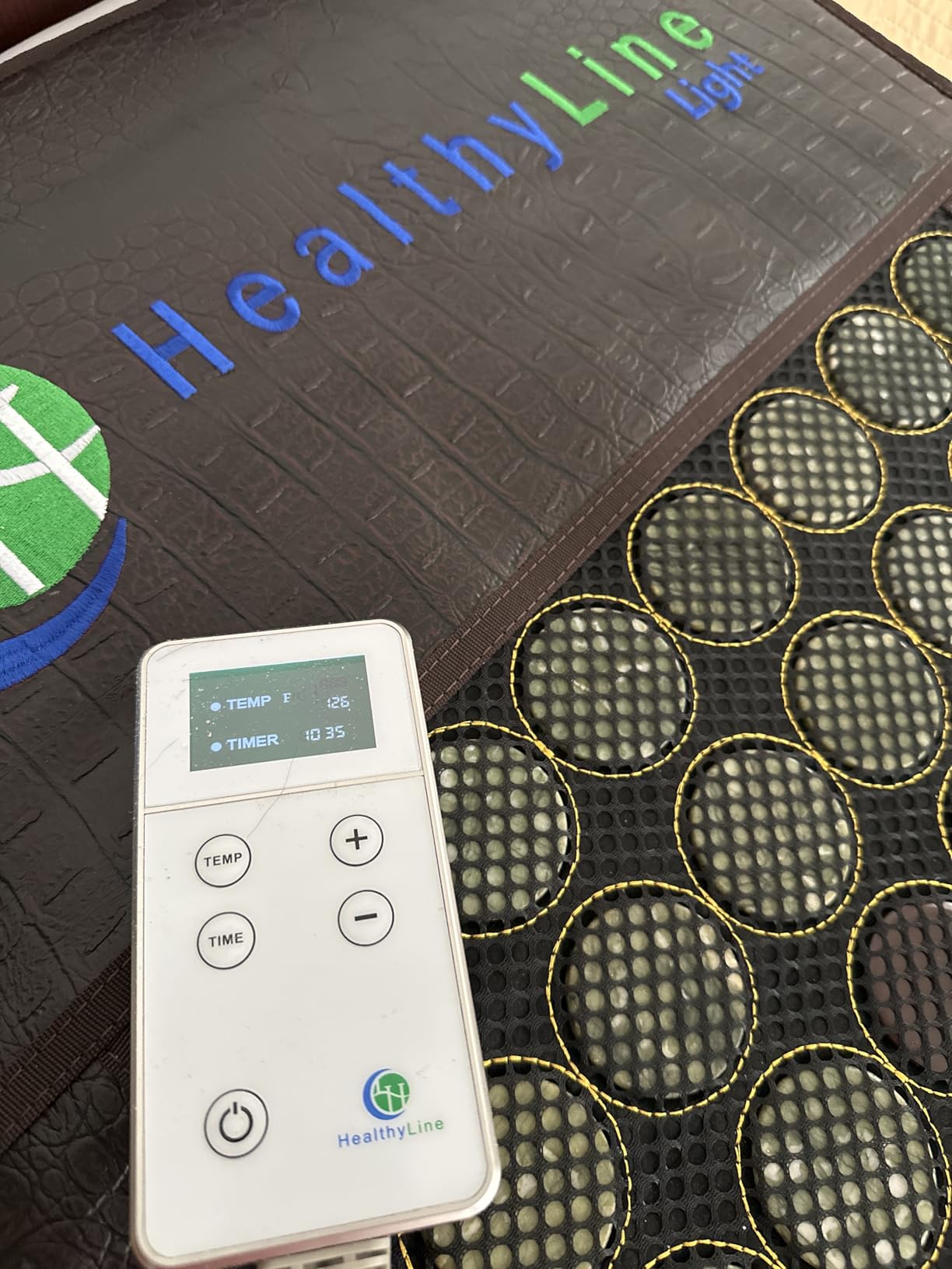 HealthyLine Far Infrared Heating Mat for Back & Neck, 72x24 | Full-body coverage, 2 natural gemstones, 14 lb weighted design, Light mesh construction, Massage-table compatible customer photo 2