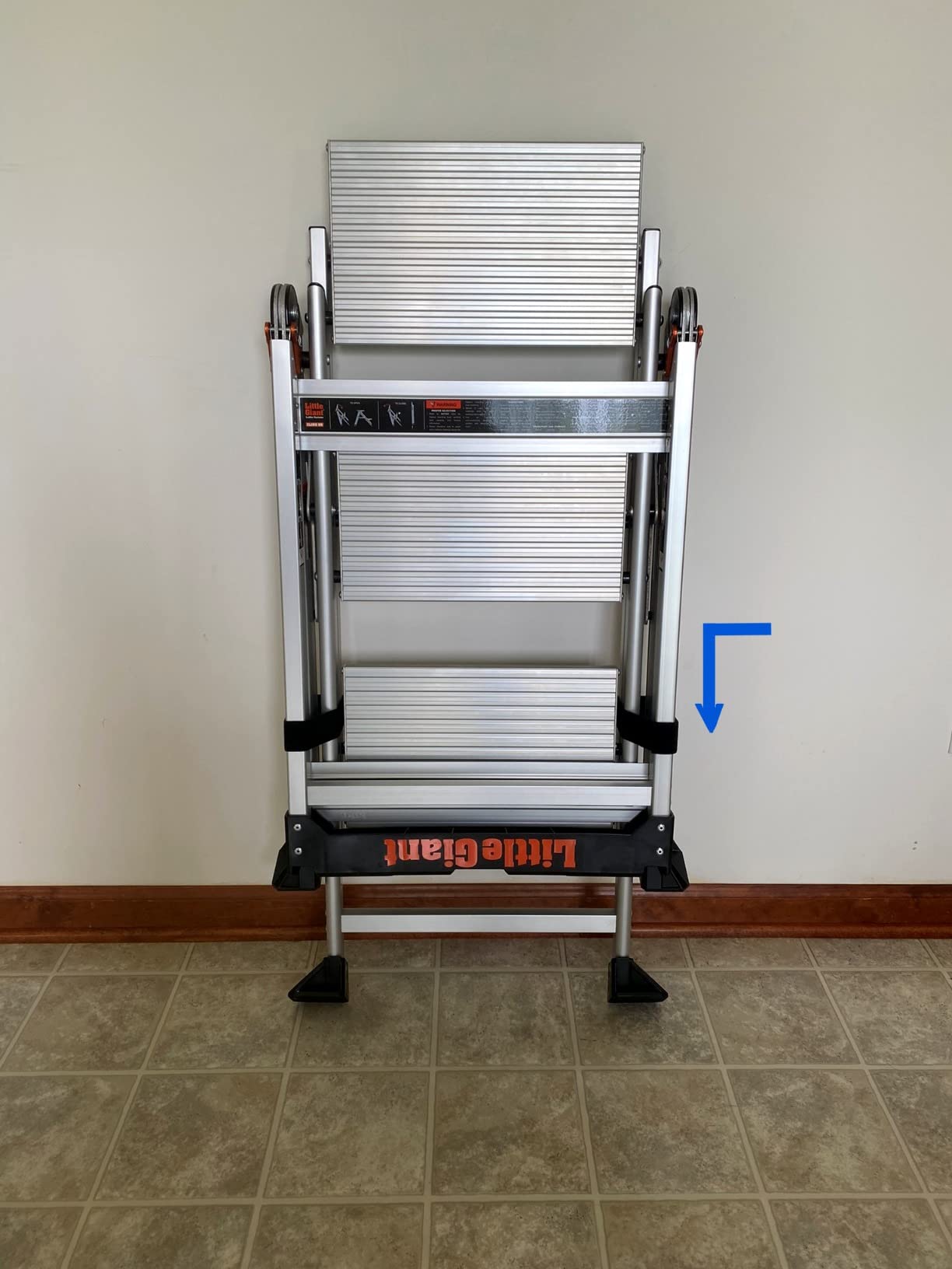 Little Giant Jumbo Step 3-Step Foldable 2.2 ft Aluminum Stool, 11903 | Foldable Aluminum Step Stool, Extra-Wide Stair-Like Treads, Rotating Handrail, Tool Tray, 375 lbs. Weight Capacity customer photo 2