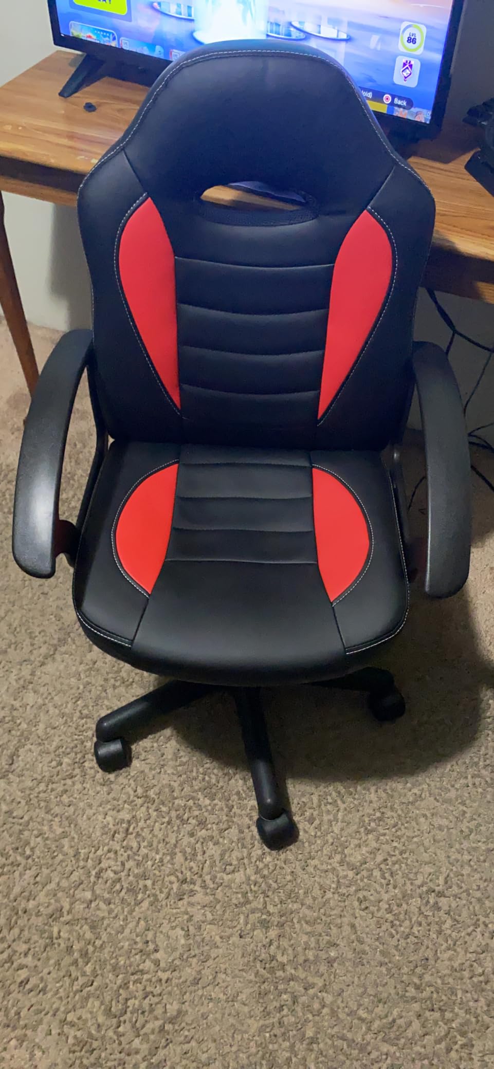 Techni Mobili Kids Gaming Chair, Racing Style Desk Chair, Adjustable, Red customer photo 2