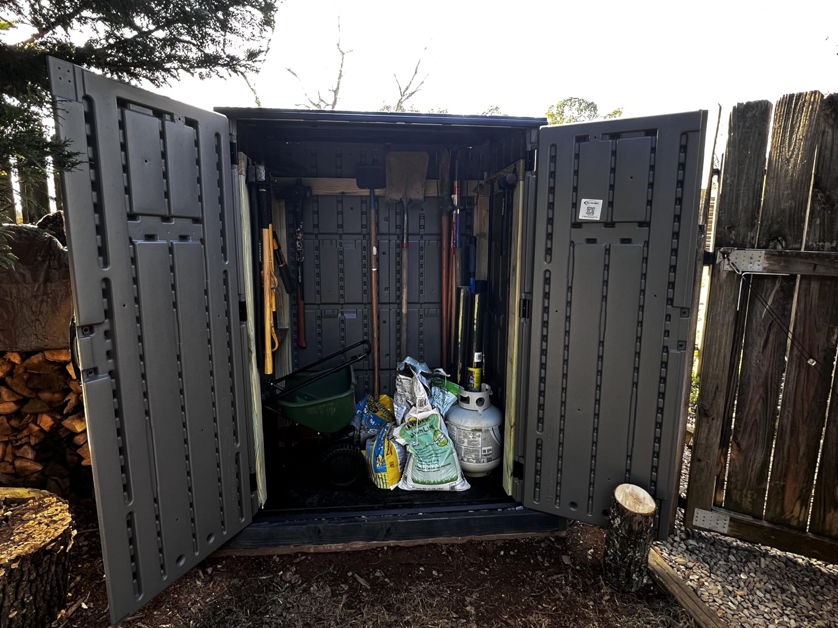Suncast 54 Cu Ft Medium Vertical Storage Shed, Stoney, Made in USA customer photo 2