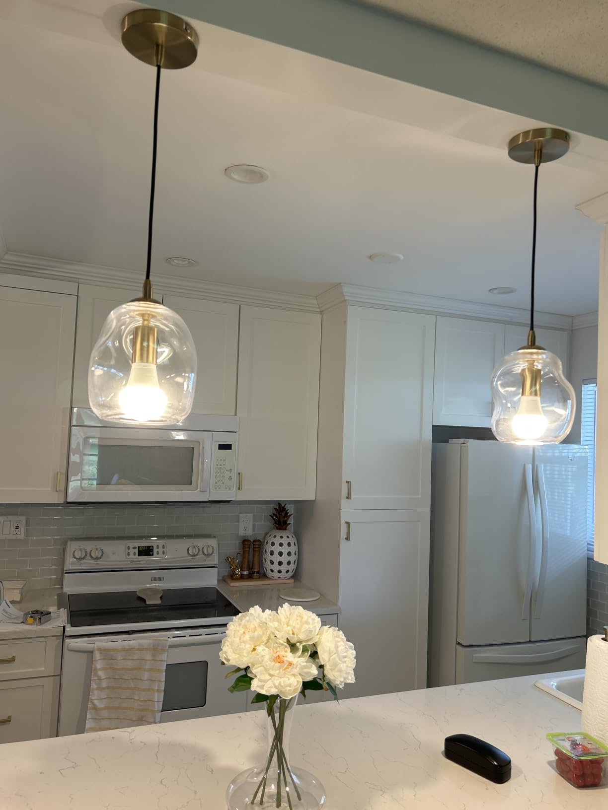 CASAMOTION Glass Pendant Light, Brass Gold,Organic Globe 8 Inch H customer photo 1