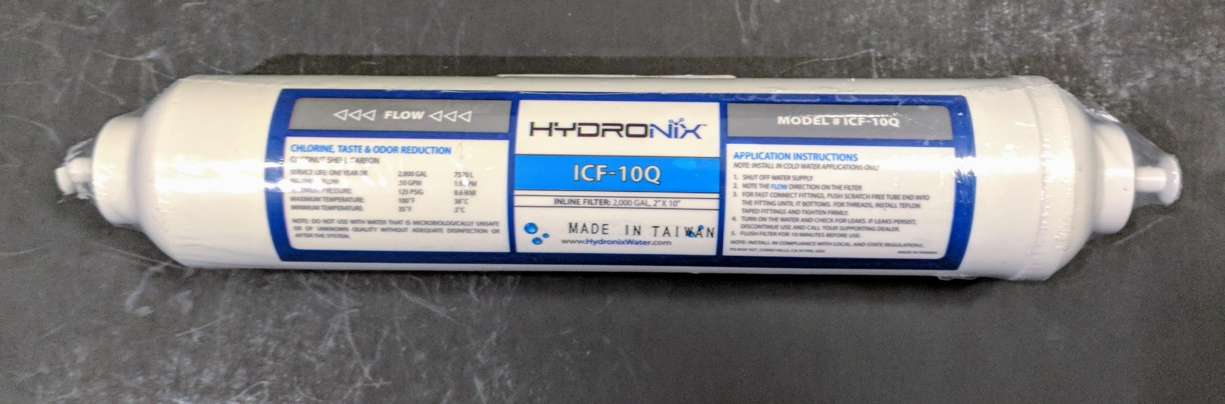Hydronix ICF-10Q/3 Inline Post Activated Carbon Water Filter Replacement Cartridge with 1/4-Inch Quick Connect for Refrigerator, Ice Maker, RO Reverse Osmosis System, 2000 Gallons (3 Pack) customer photo 1