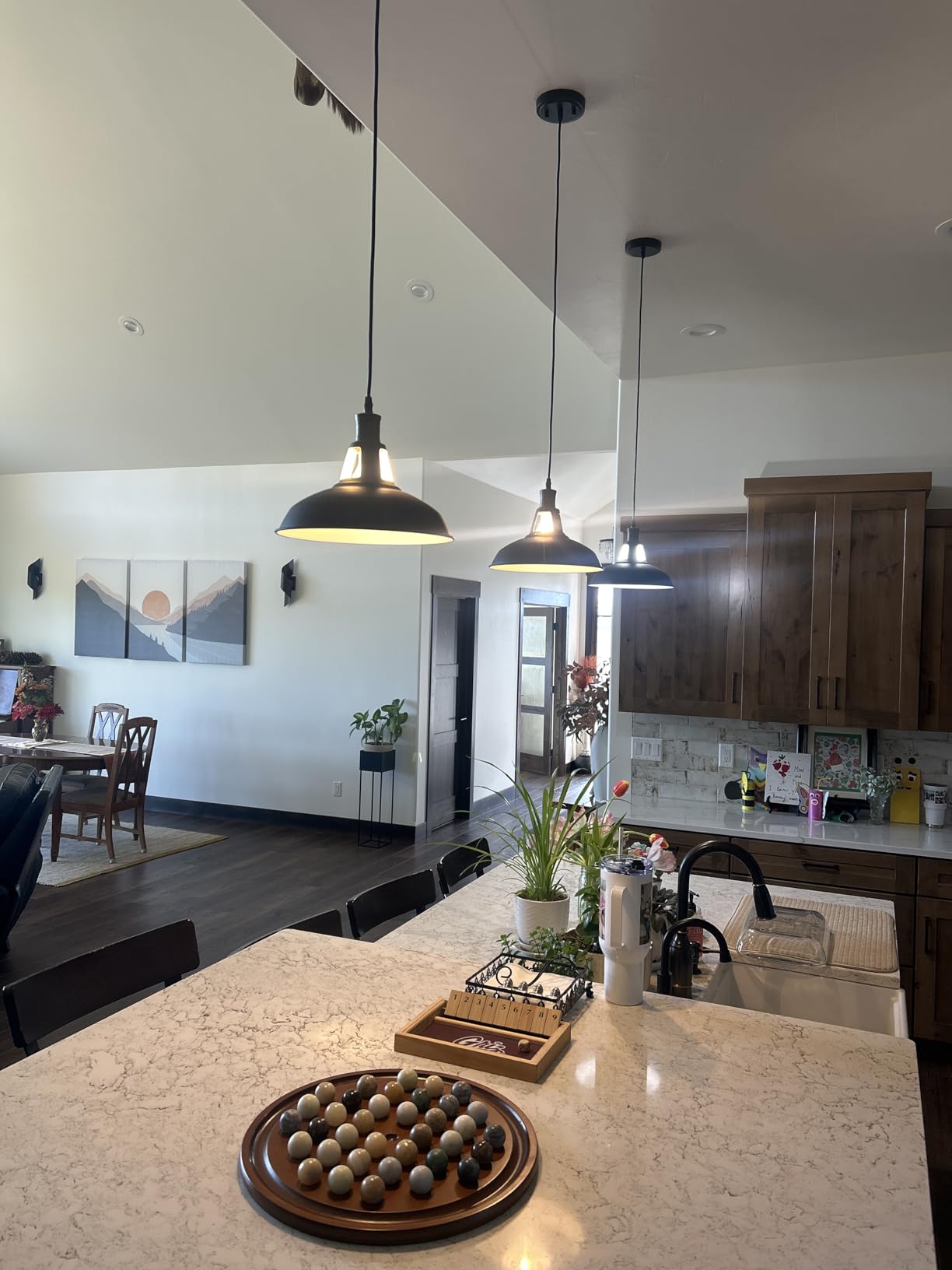 CLAXY Industrial Pendant Light Black Hanging Barn Pendant Lighting 3-Pack customer photo 2