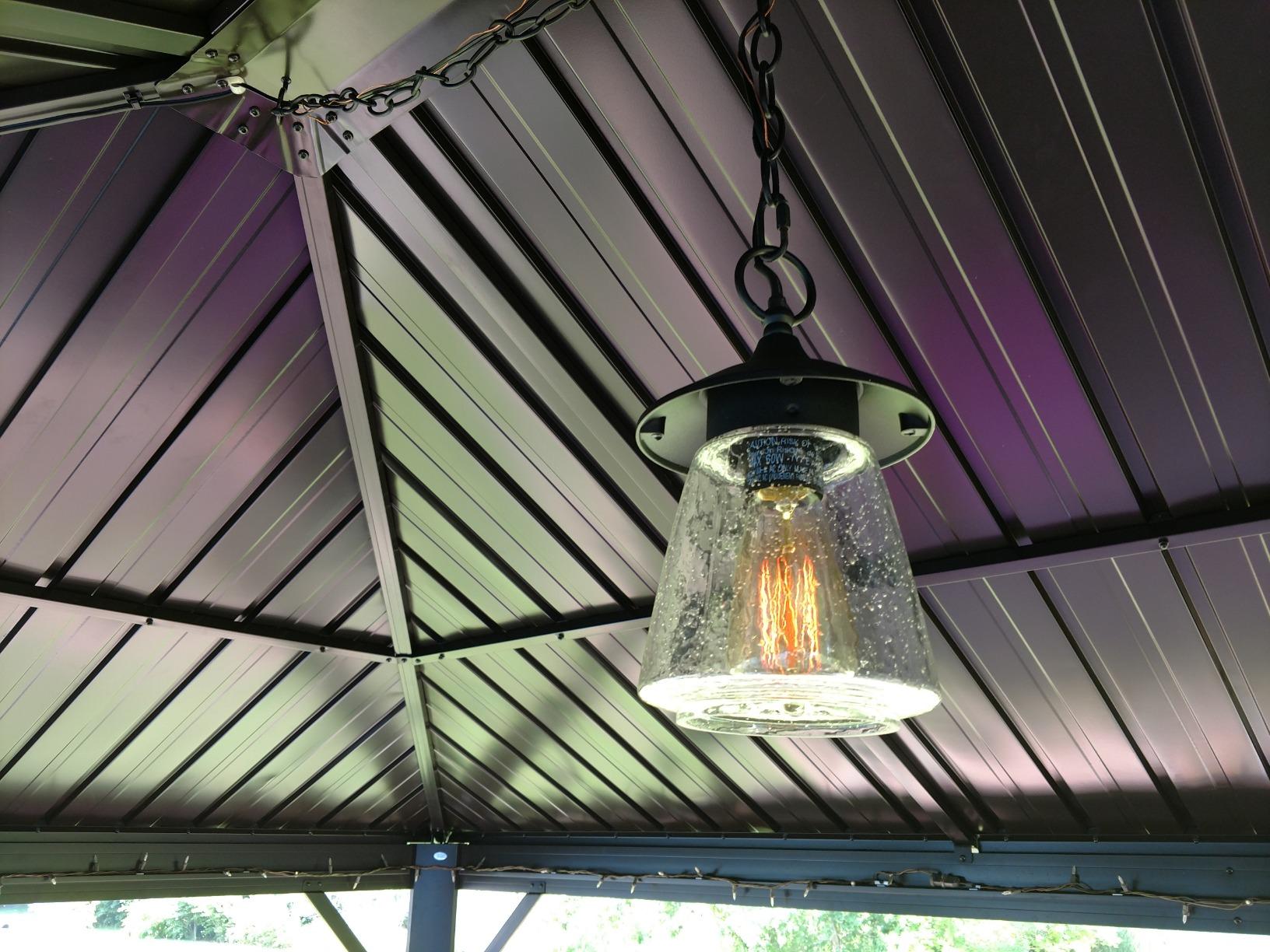 LOG BARN Outdoor Pendant Lights, Porch Fixture in Painted Black Metal with Clear Bubbled Glass Globe, Hanging Lantern Lamp for Gazebo, Entry, Yard customer photo 2