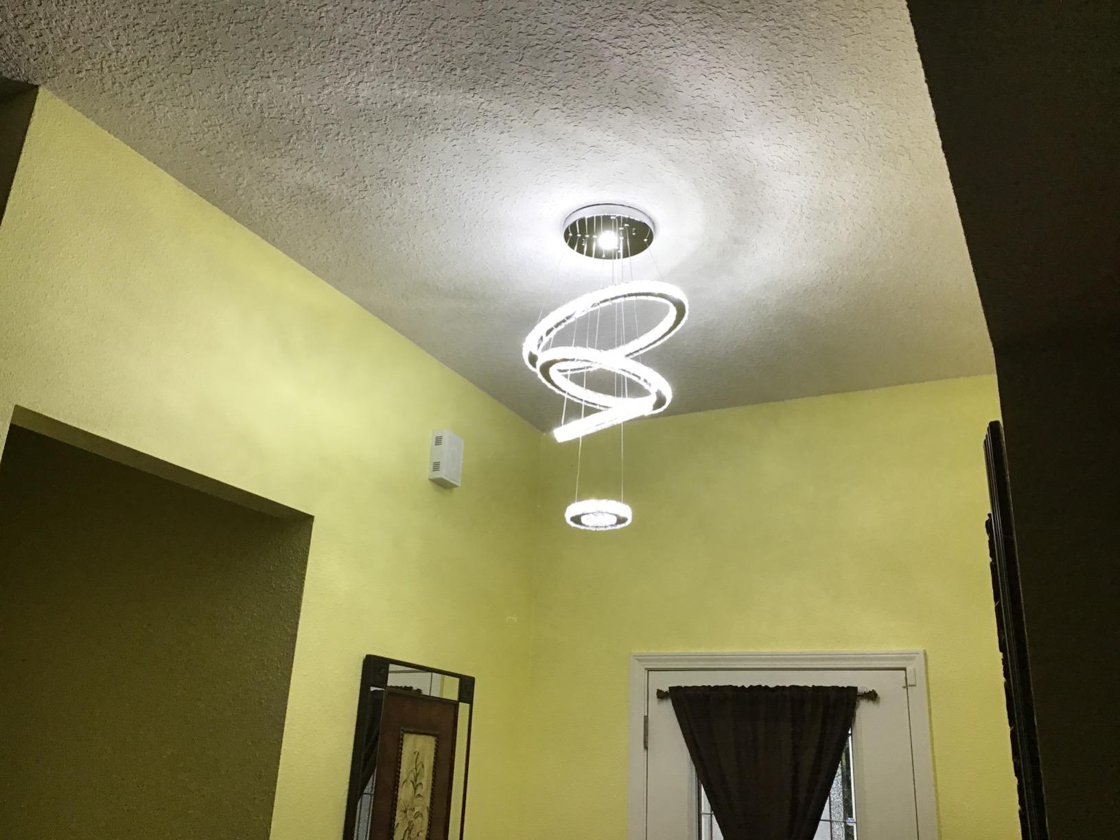 4-Ring Crystal Chandelier Adjustable LED Pendant Cool White customer photo 1