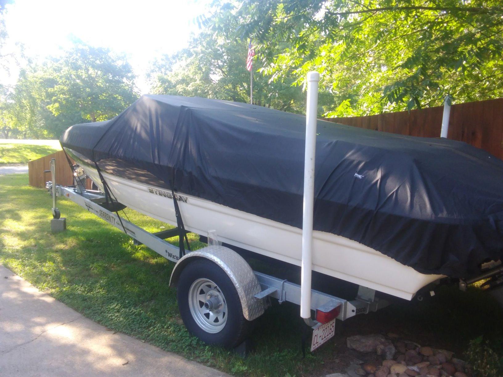 MSC Heavy Duty Waterproof Boat Cover, Trailerable Oxford Polyester Cover for V-Hull, Tri-Hull, Runabout, Fishing and Bass Boats (Model A - Length:14'-16' Beam Width: up to 68