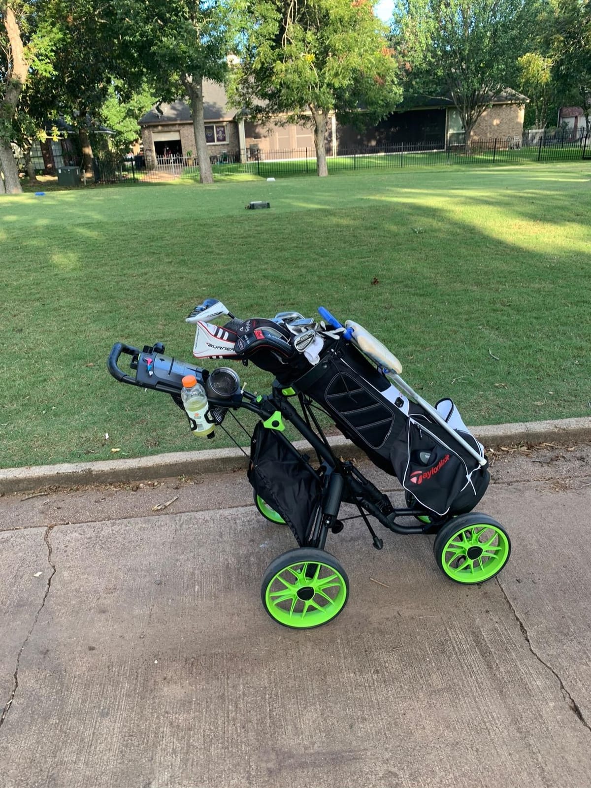 CaddyTek 4 Wheel Golf Push Cart - Caddycruiser One Version 8 1-Click Folding Trolley - Lightweight, Compact Pull Caddy Cart, Easy to Open customer photo 2