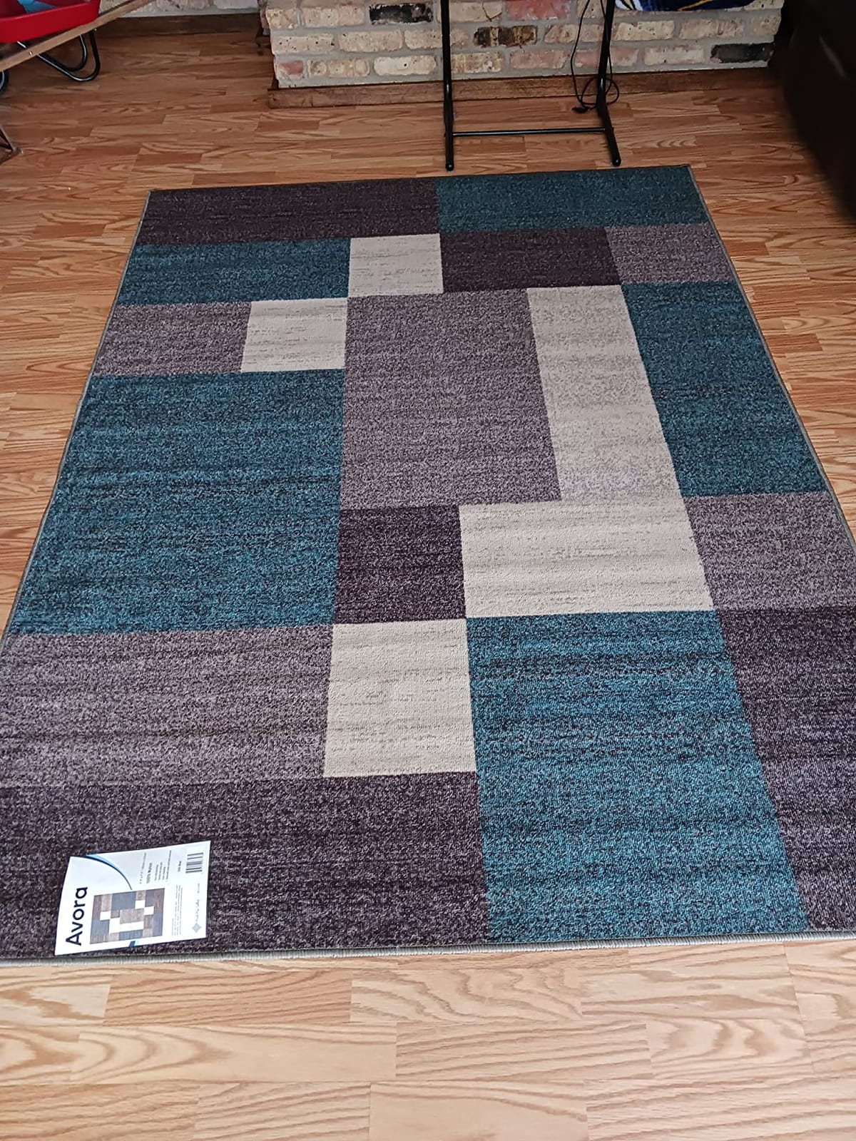 Rugshop Geometric Boxes Non-Slip Contemporary Area Rug Blue 5'3