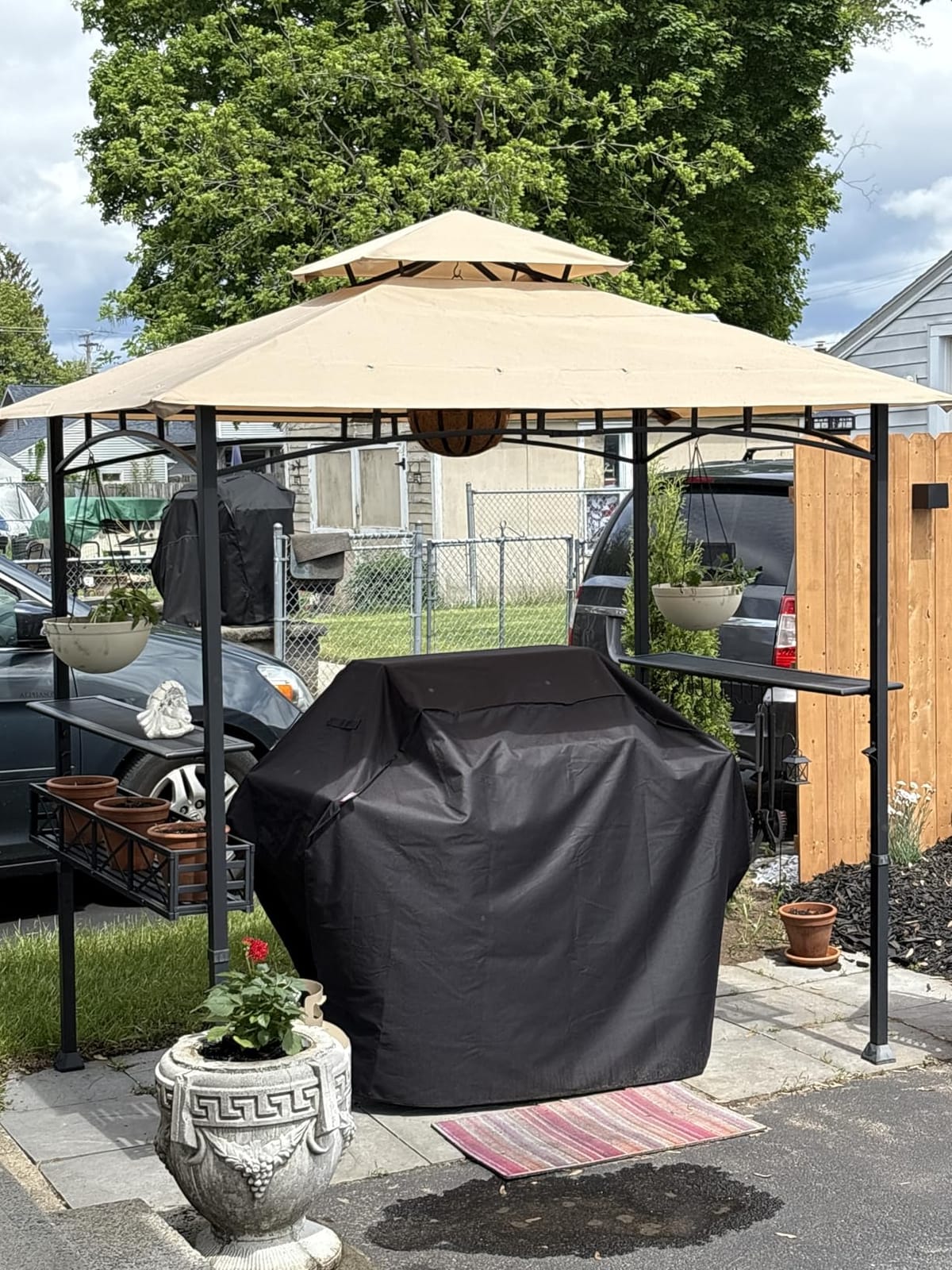Garden Winds Custom Fit Replacement Canopy Top Cover Compatible with Aldi Gardenline Belavi 8' x 5' Grill Gazebo – Beige customer photo 1