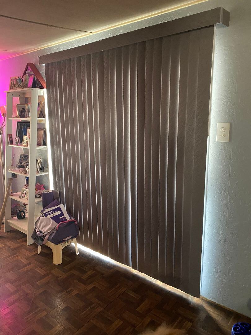BrylaneHome Embossed Vertical Privacy Slat Blinds customer photo 2