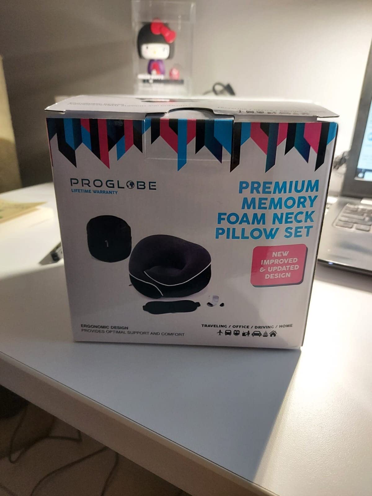 Proglobe Travel Neck Pillow for Airplanes, Long Haul Flight Kit, Grey customer photo 2