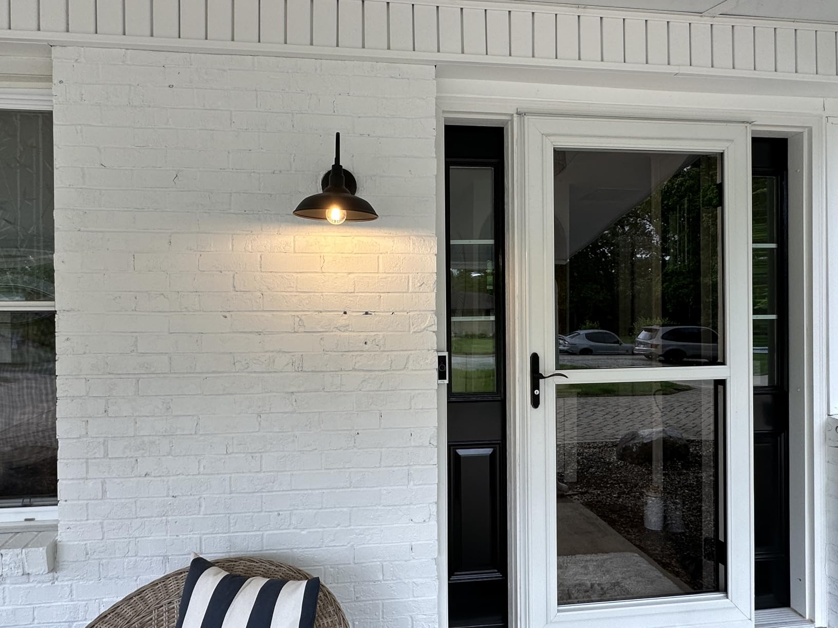 10in Dome Outdoor Barn Light with Wall Mount 2 Pack Black Exterior Gooseneck Lights Farmhouse Style Outdoor Barn Wall Lights Garage Outside Wall Sconce for House, Porch, Patio, Yard customer photo 1