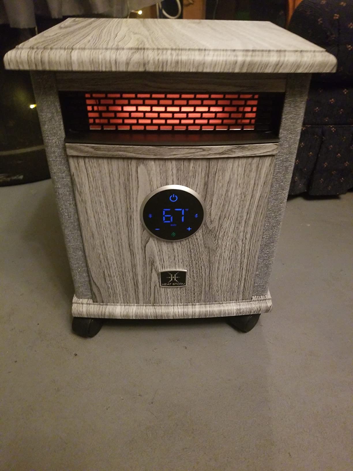 Heat Storm Portable Electric Space Heater, 1500-Watt Cabinet Infrared Quartz Element Heater With Digital Thermostat, Remote Control, washable Filter Modern Design (Beige), 17x14x12 in customer photo 1