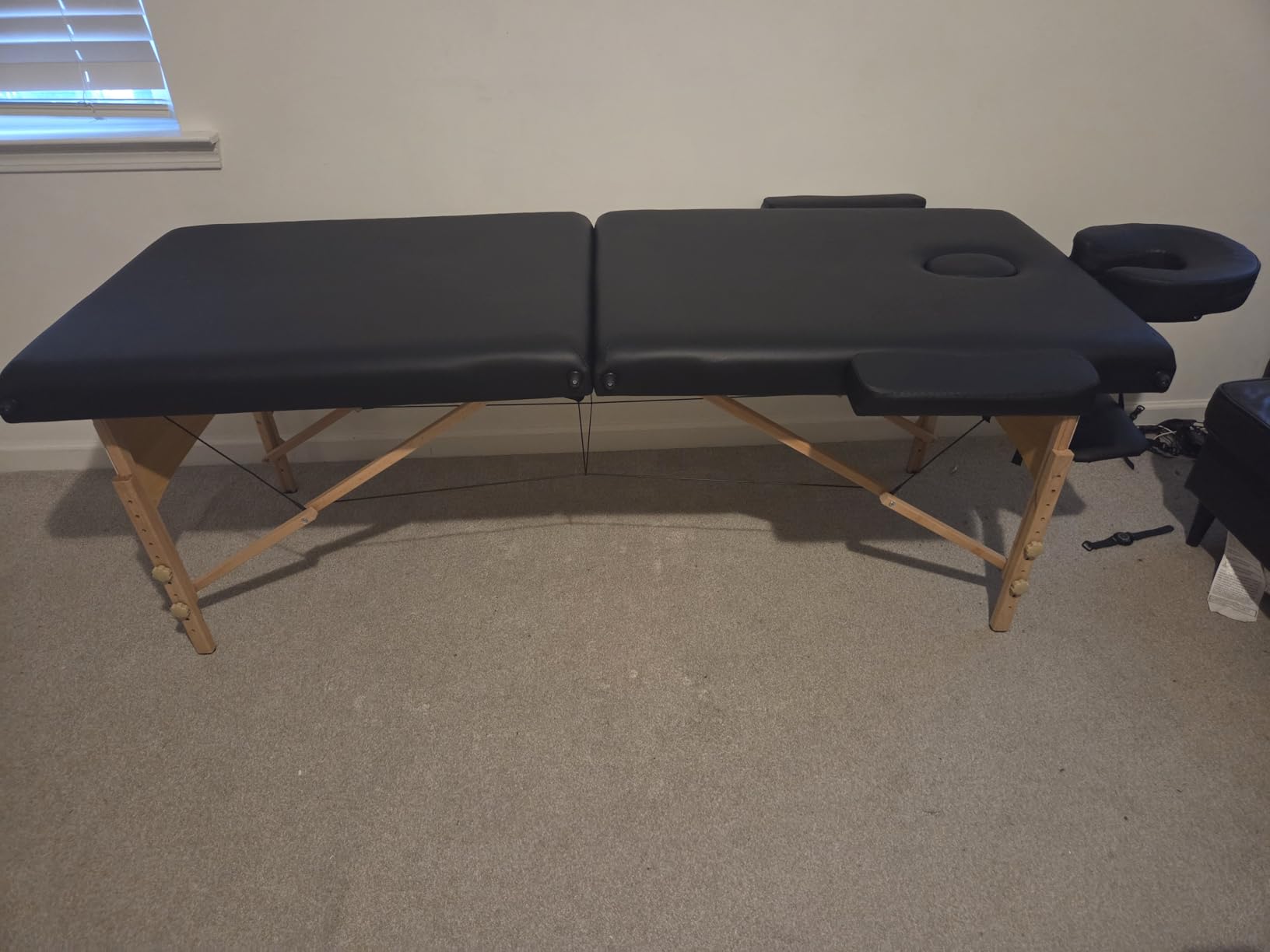 Yaheetech 84x24in Portable Massage Table Folding Adjustable Lash Bed, Black | Beechwood Legs, Foam Padding Give Sturdy Comfy Support, Height Adjustable, Folds into a Carry Case for Lash Spa Tattoo Facial customer photo 2