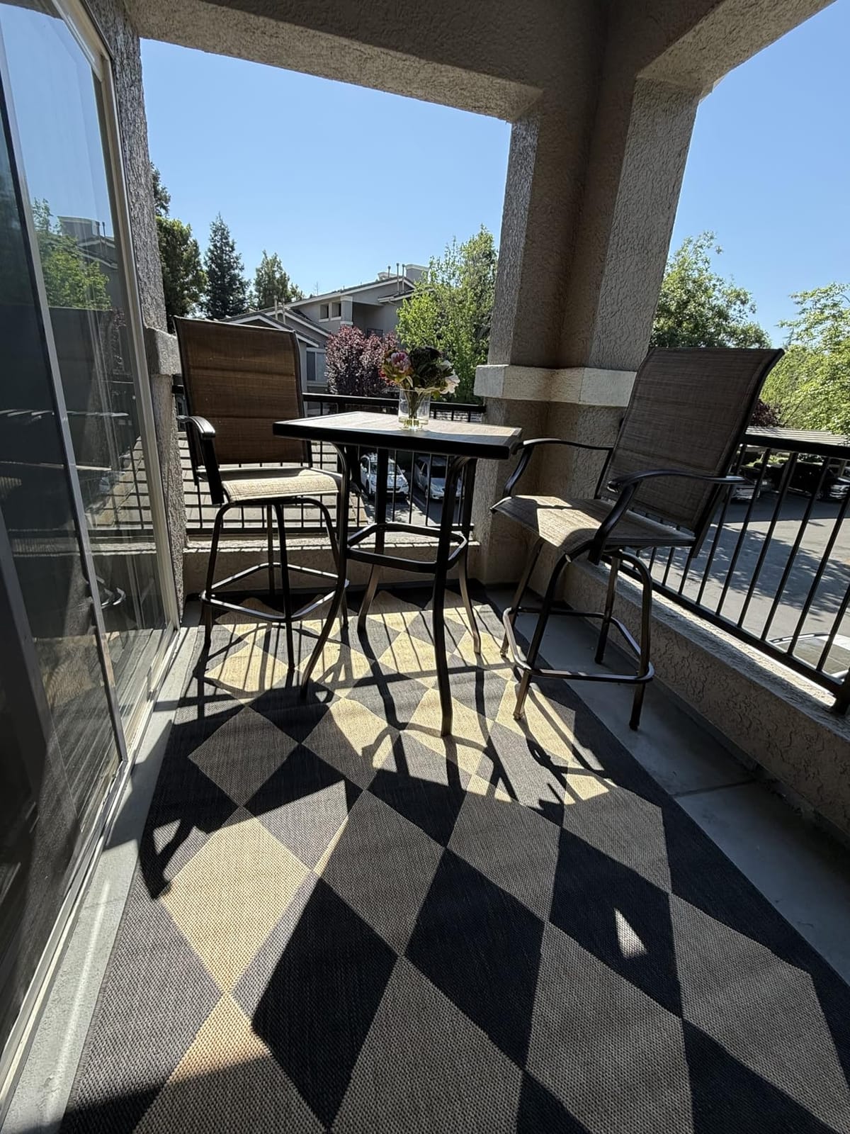 PHI VILLA Outdoor Swivel Bar Stools Set of 2, High Top Patio Chairs | with Padded Textilene Seating, Back, All-Weather Bar Height Furniture for Kitchen Outside Garden, Brown customer photo 2