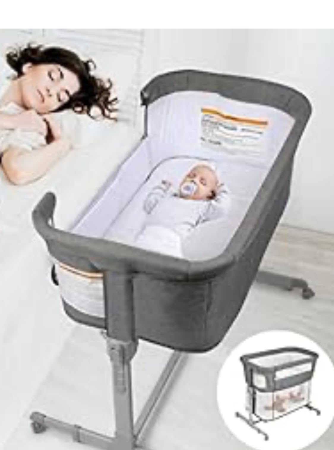 KoolerThings 3 in 1 Baby Bassinet, Bedside Sleeper, & Playpen, Easy Folding Portable Crib (Grey) - KoolaBaby customer photo 2