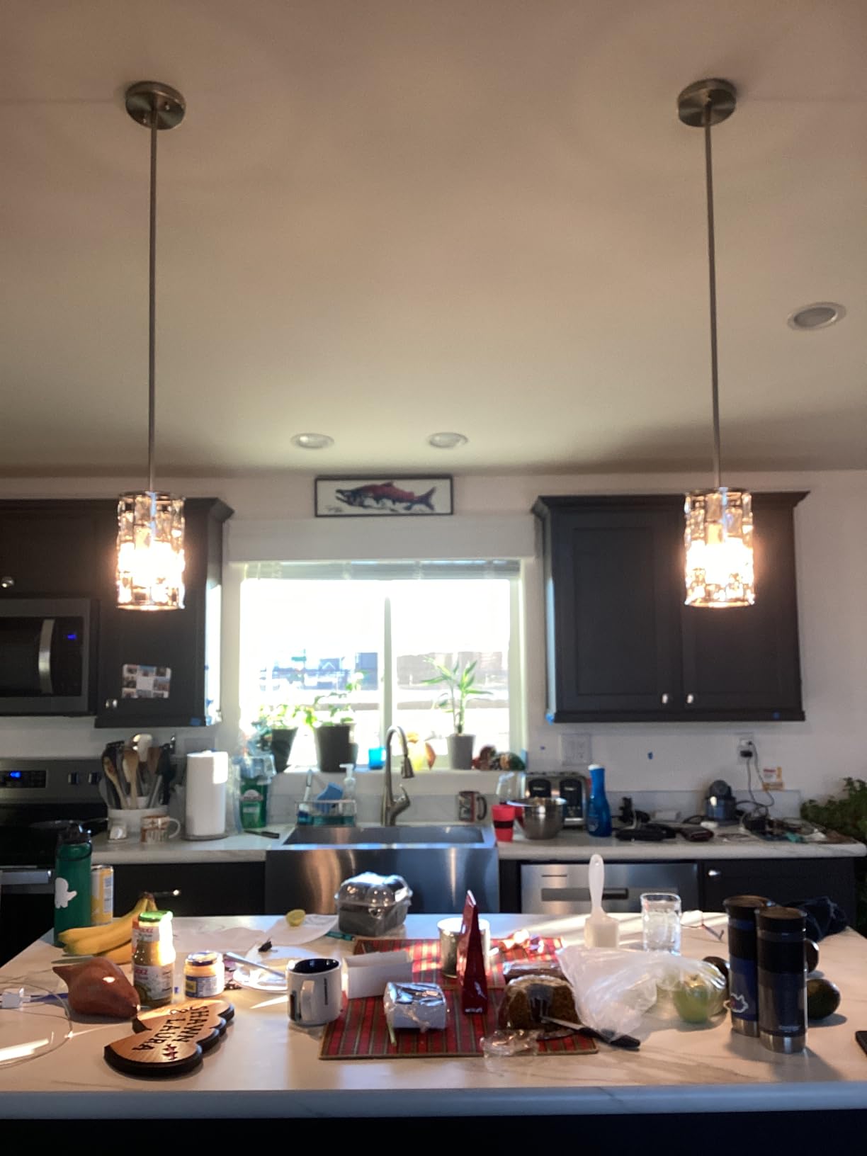 2 Pack 1 Light Hanging Kitchen Island 5