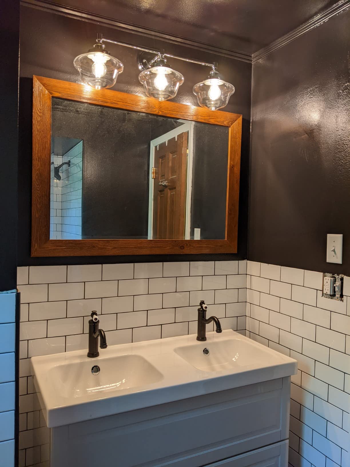 Wexford Home Maple Rustic Mirror Rectangular Barnwood Framed Wall Mirror for Home Decor, Vertical or Horizontal Hanging, 41x29 customer photo 2