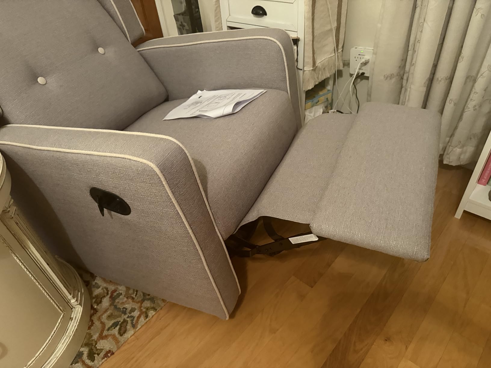 CANMOV Swivel Rocker Recliner Chair, Nursery Glider Chair, Nursery Rocking Chairs, Manual Reclining Chair, Grey customer photo 2