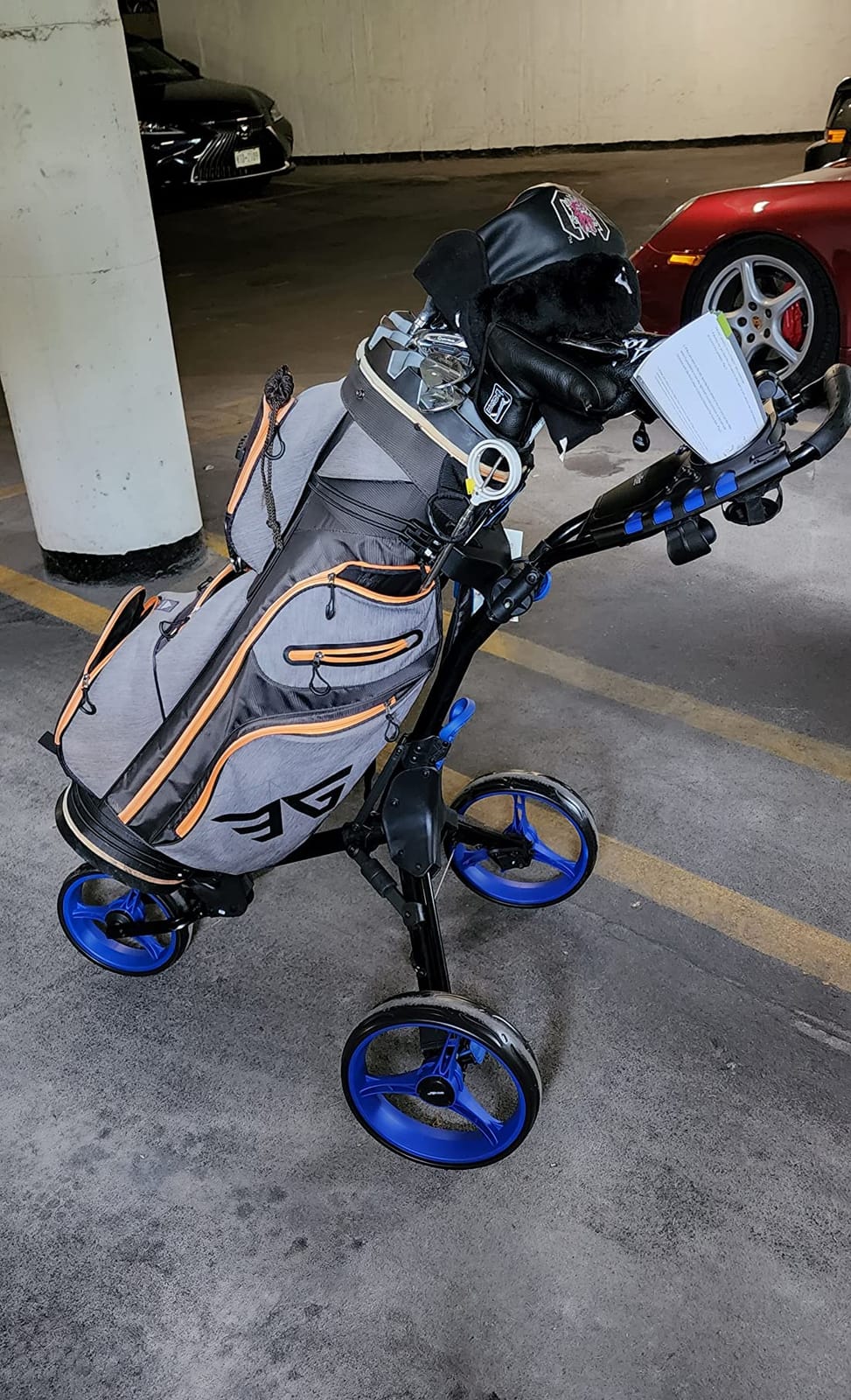 SereneLife 3-Wheel Golf Push Cart – Foldable, Adjustable Handle, Brake customer photo 1