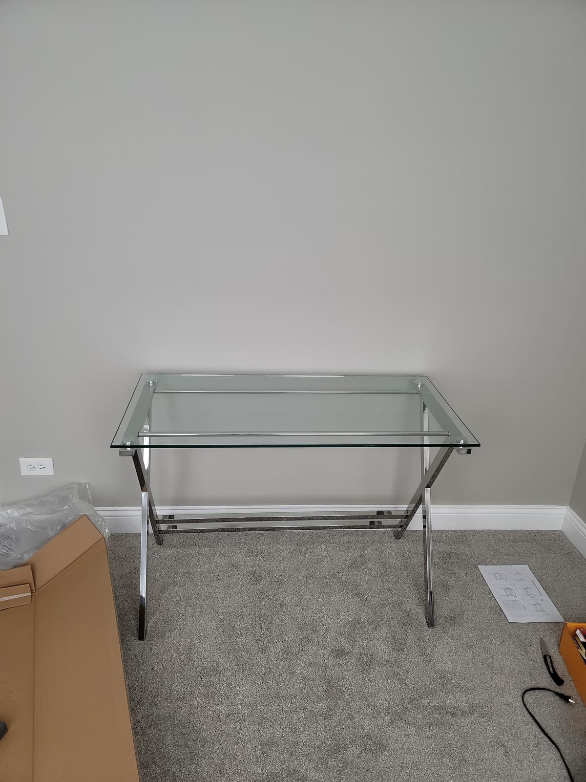 Tempered Glass Computer Desk Modern Student Writing Study Desk,Small Computer Desk,Home Office Desk customer photo 1