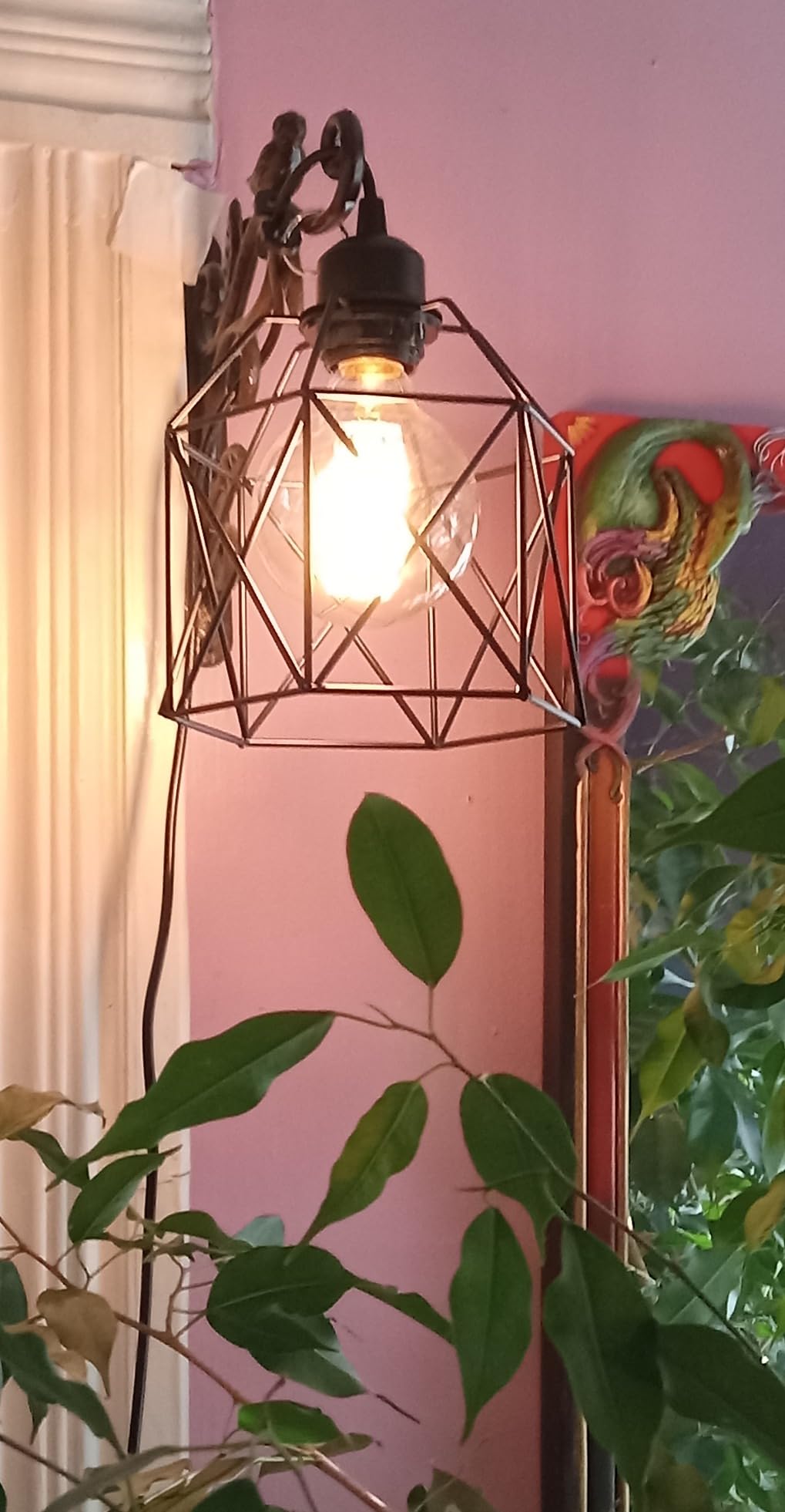 OmiSun Industrial Plug in Pendant Light, Black Cage Pendant Light Fixture with On/Off Switch, E26 Socket Vintage Hanging Light, Farmhouse Pendant Lighting for Kitchen Living Room Dining Room customer photo 2