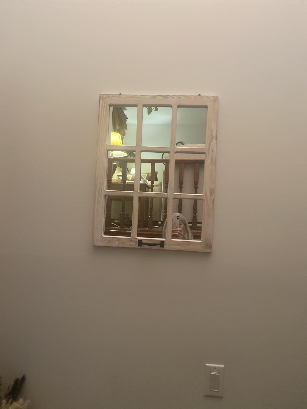 LOSOUR Decorative Wall Mirror-Distressed Wood Windowpane Mirror- Farmhouse Mirrors for Wall with Hanging Hardware for Bedroom Living Room Bathroom Kitchen (１, 18Wx23L) customer photo 2