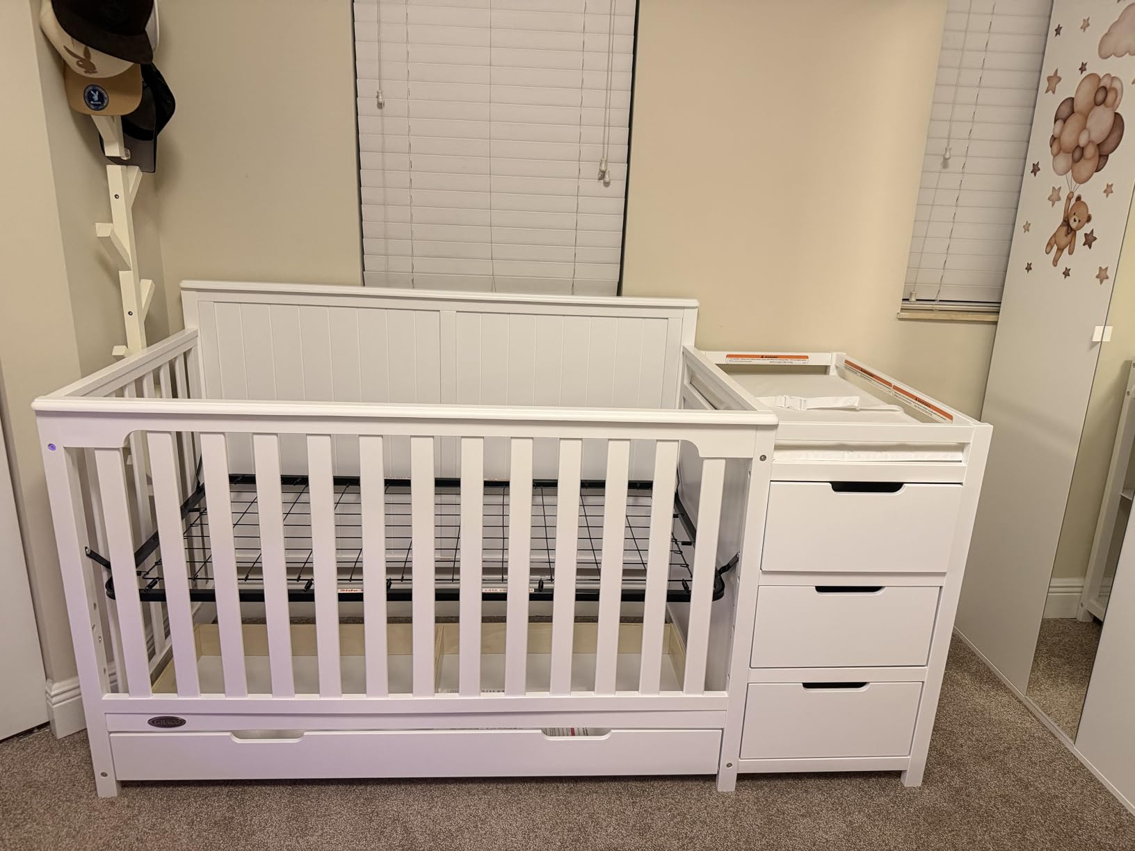 Graco Hadley 5-in-1 Convertible Crib & Changer, White | GREENGUARD Gold Certified, Fits Standard Crib Mattress, Converts to Toddler Bed and Full Bed, 4 Adjustable Mattress Heights customer photo 1