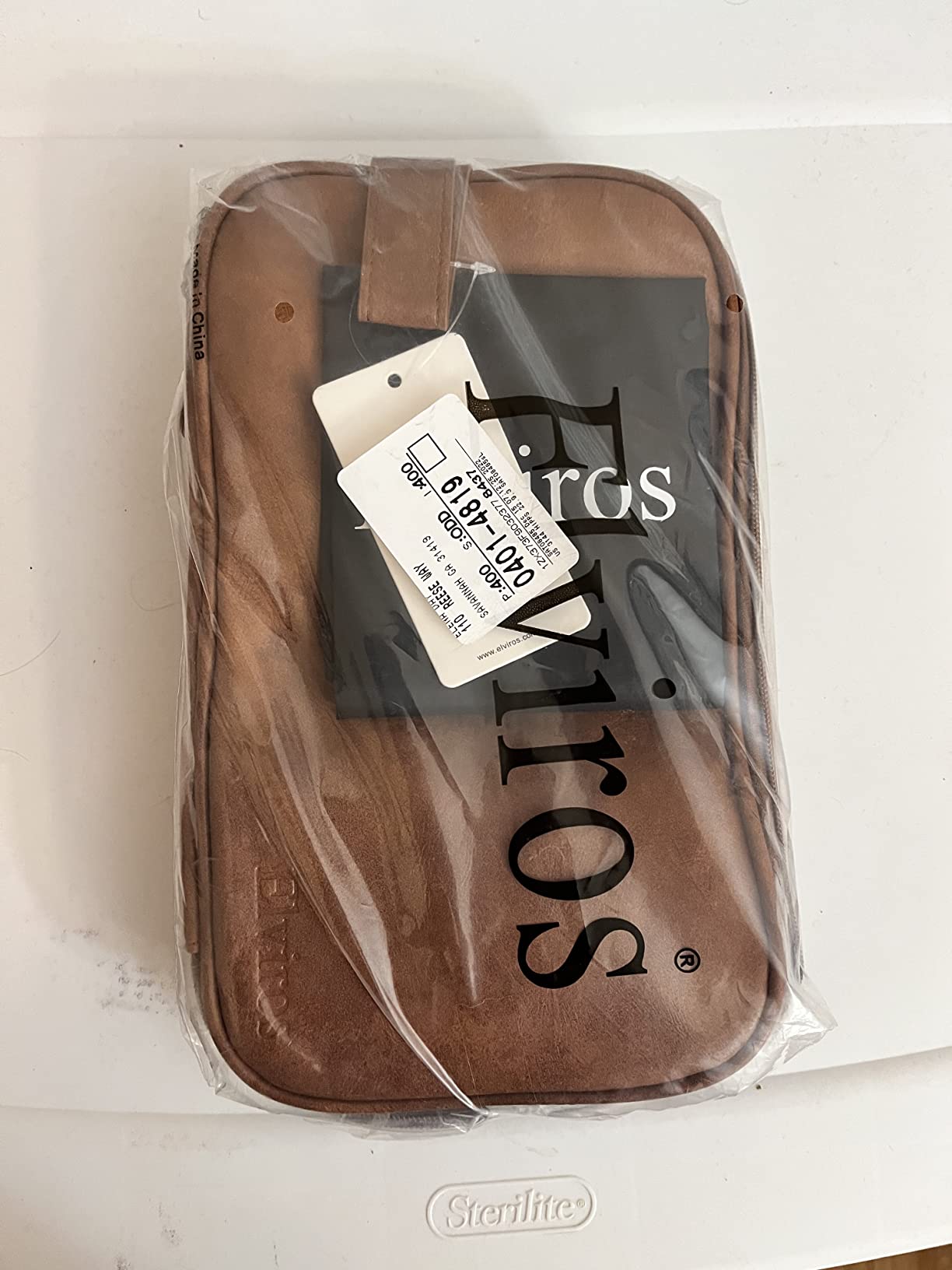 Elviros Travel Toiletry Bag for Men PU Leather Dopp Kit (Small, Brown) customer photo 1