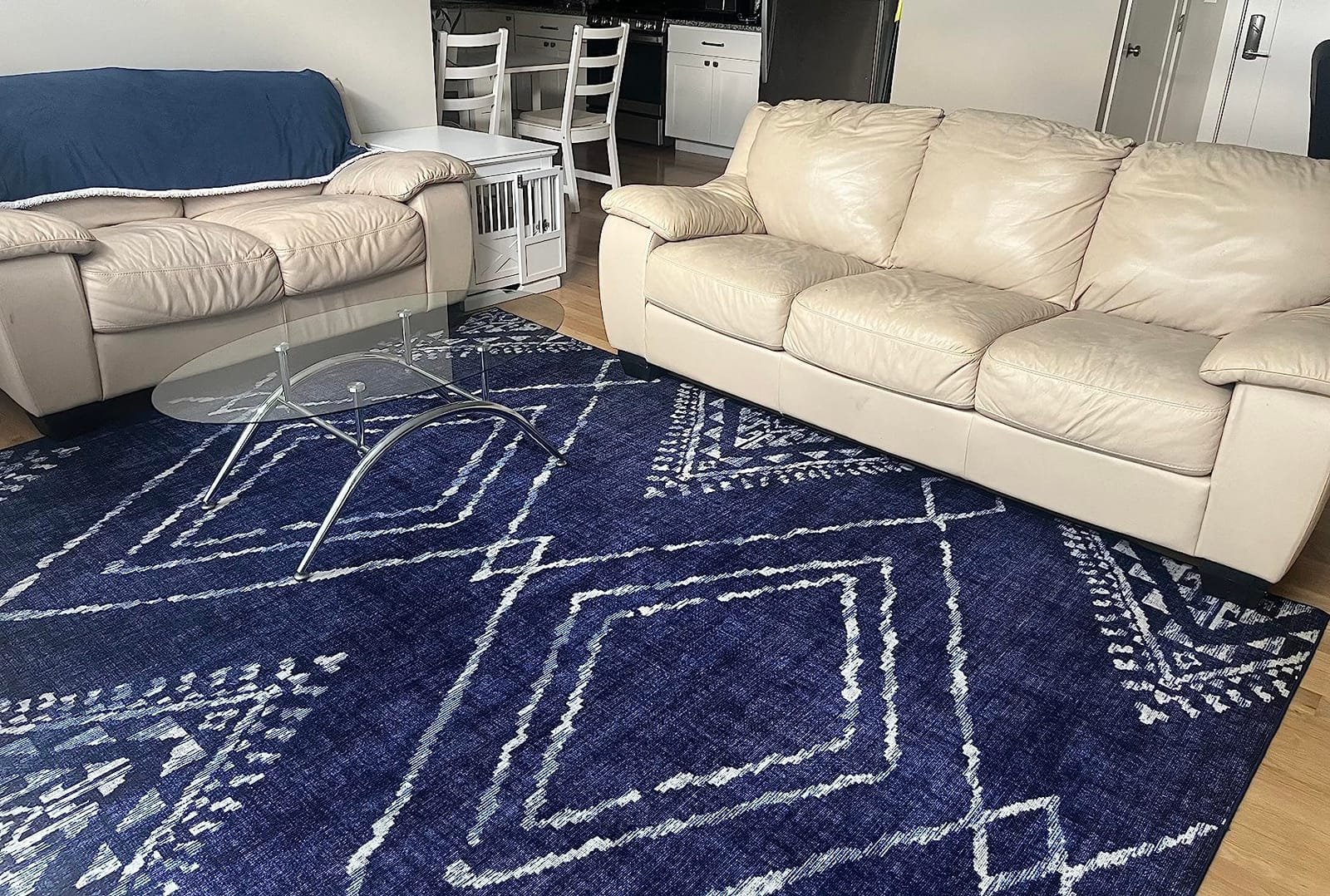 ReaLife Rugs Machine Washable Area Rug - Living Room Bedroom Bathroom Kitchen Entryway Office - Padded Low Pile Stain Resistant Premium - Modern Geometric Contemporary - Miles - Beige 5' x 7' customer photo 1