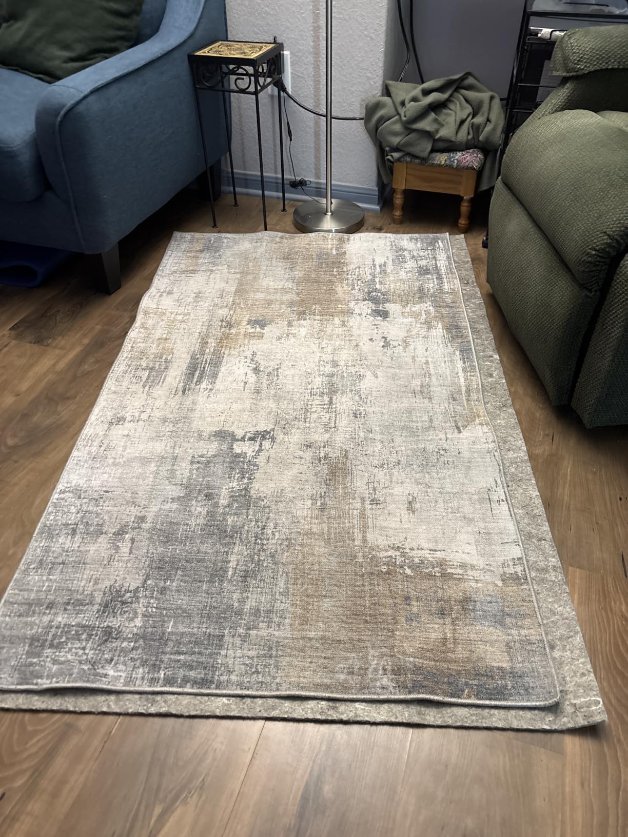 ReaLife Rugs Machine Washable Area Rug - Living Room Bedroom Bathroom Kitchen Entryway Office - Padded Low Pile Stain Resistant Premium - Modern Geometric Contemporary - Miles - Beige 5' x 7' customer photo 2